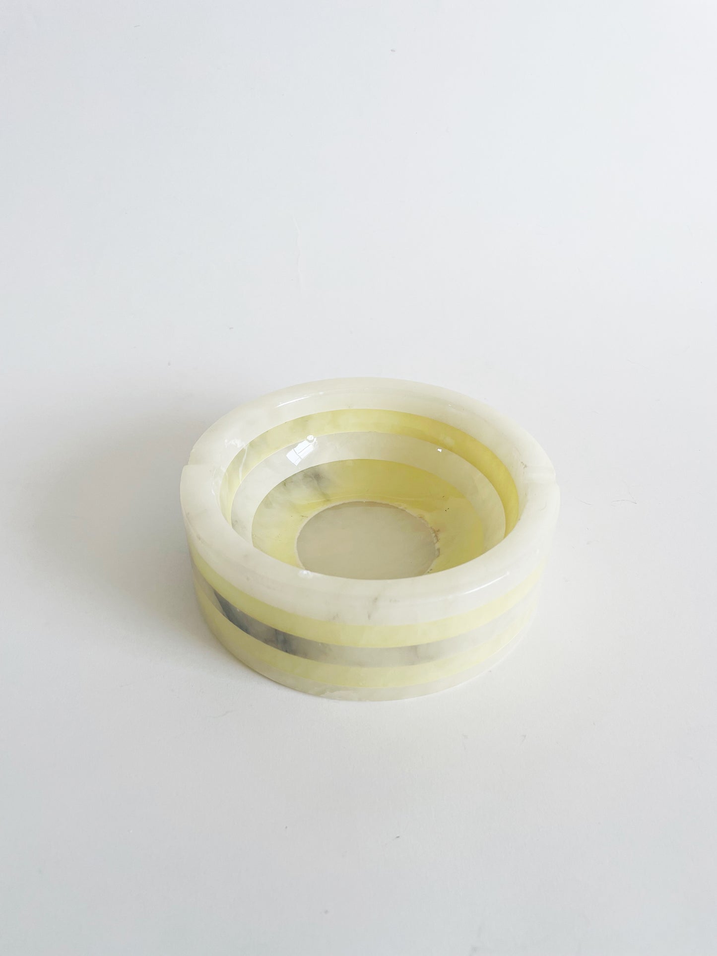 Italian Alabaster Cream and White Ashtray