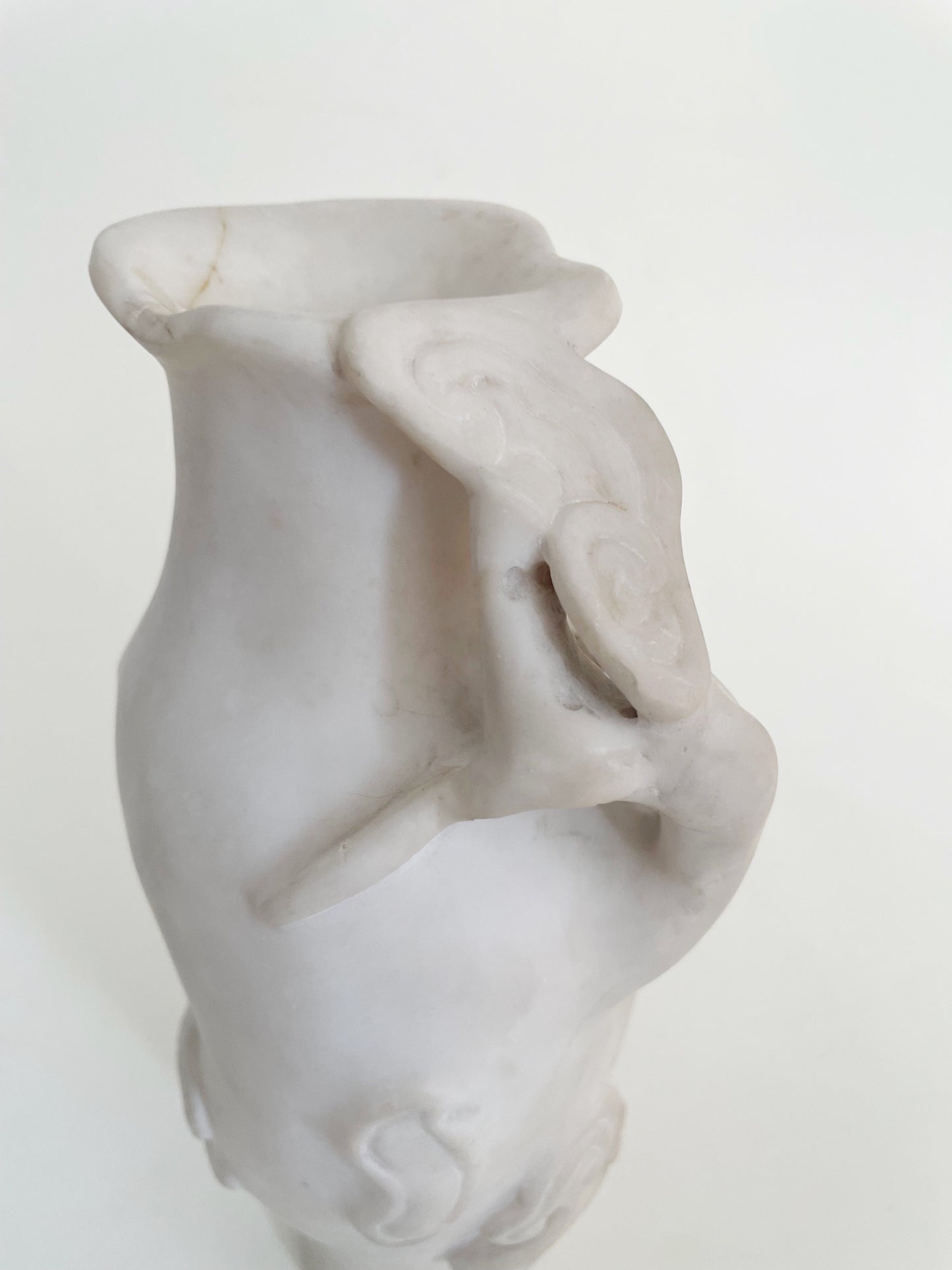 Chinese Marble Vase with Carved Mushroom Motifs