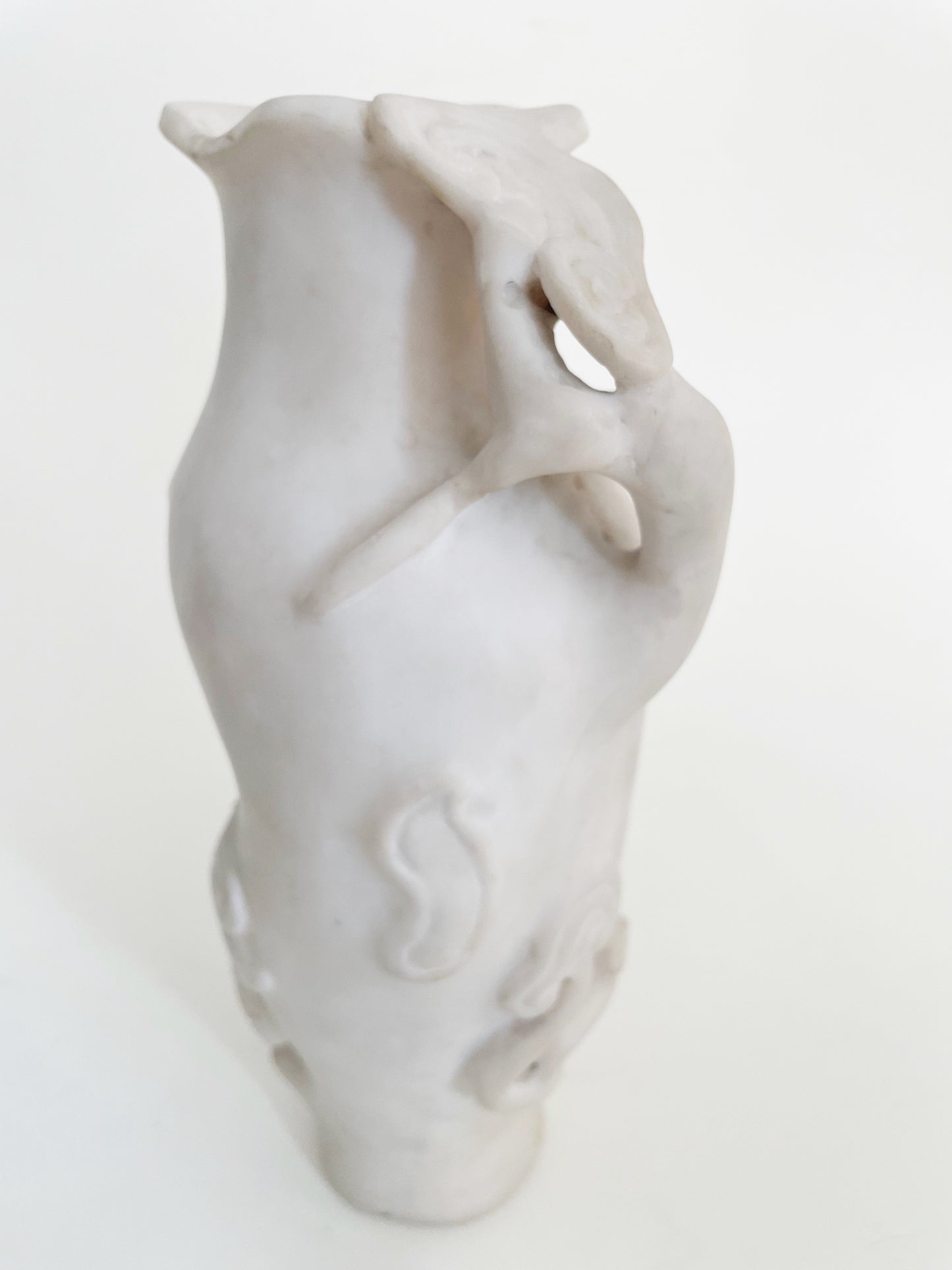 Chinese Marble Vase with Carved Mushroom Motifs