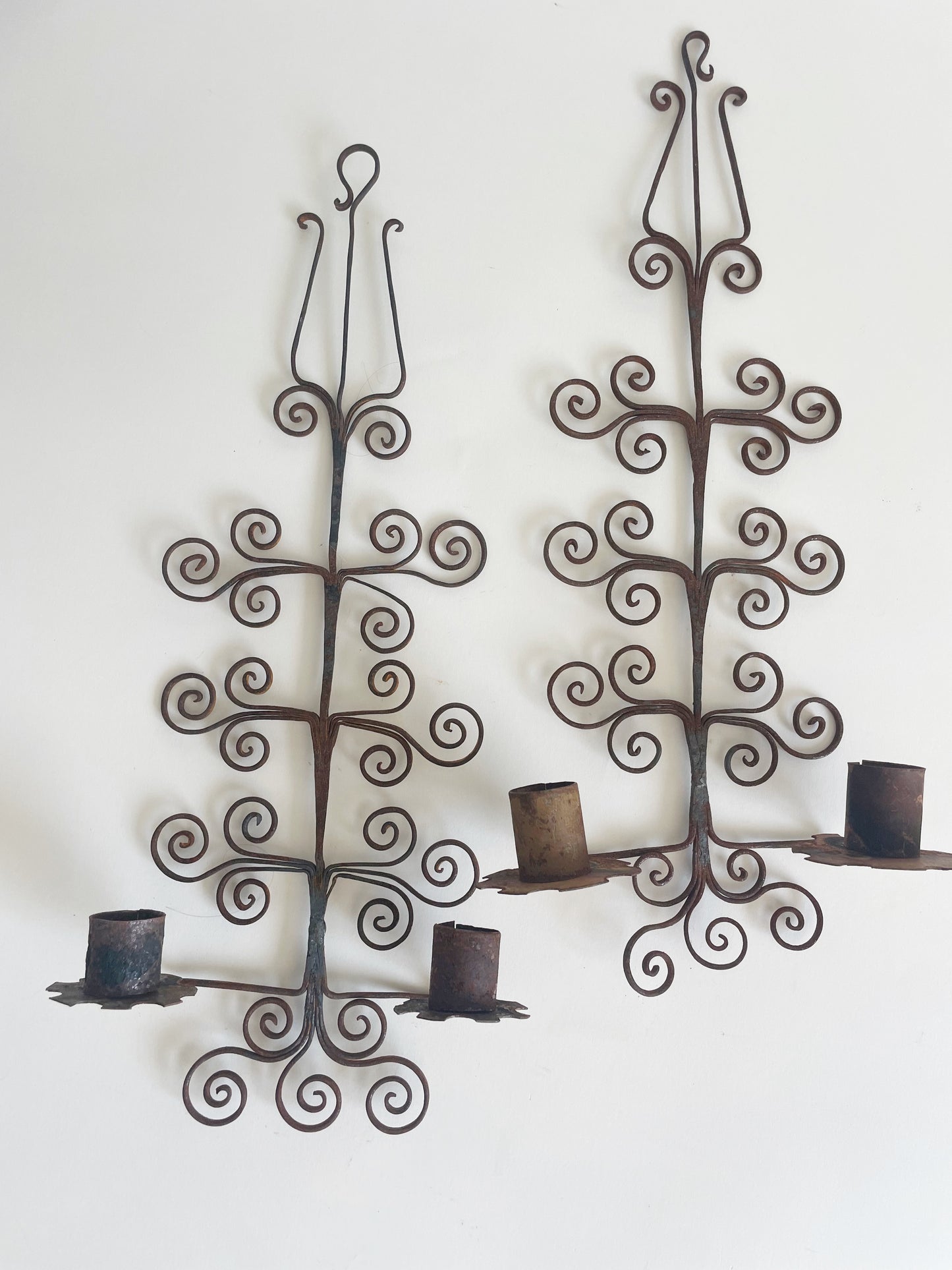 Antique French Scrolled Iron Sconces
