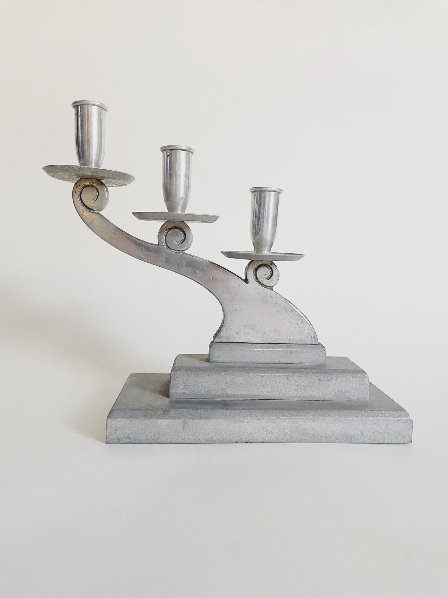 Aluminum Deco Candelabra Pair