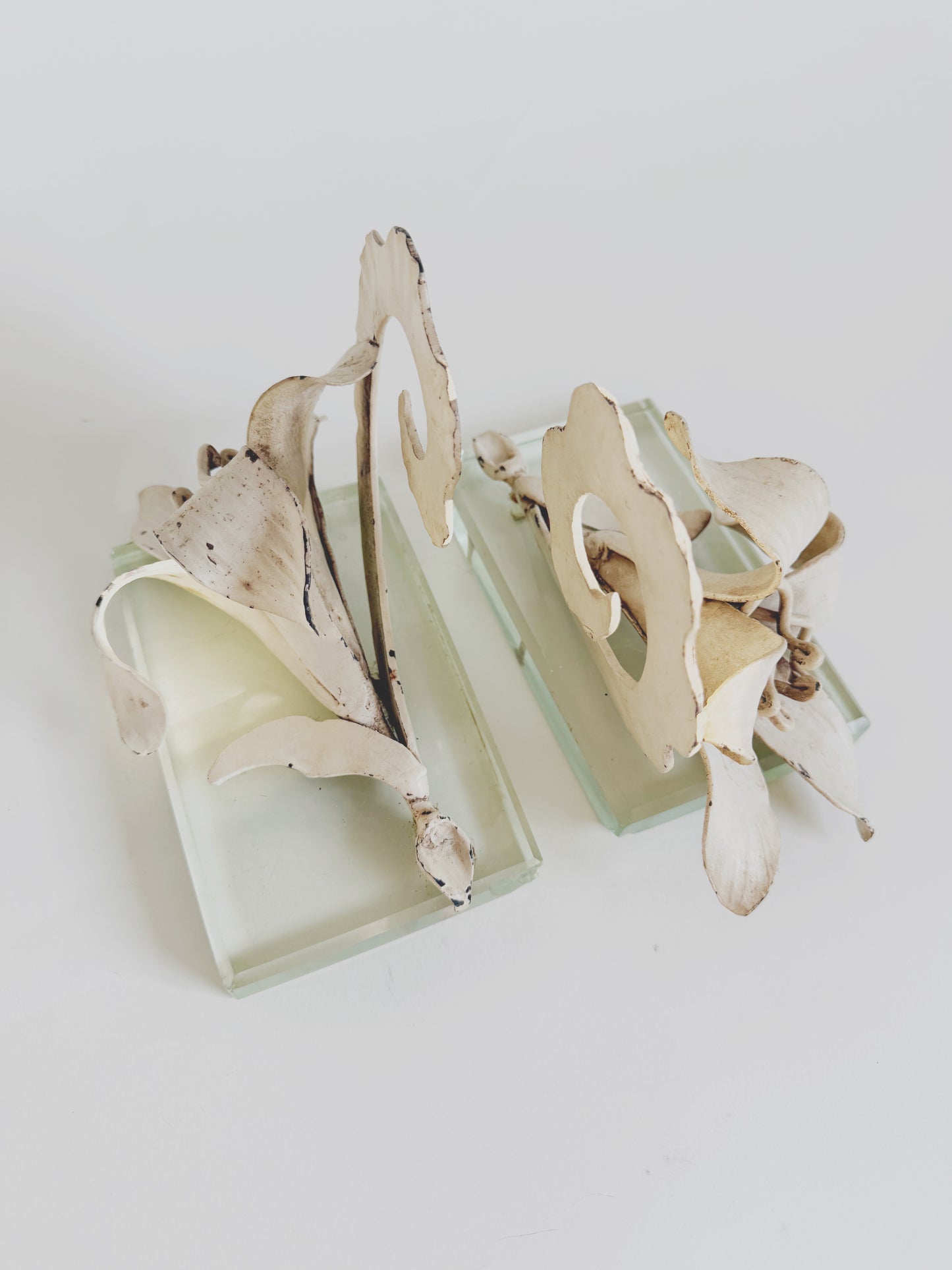 Sculpted Metal and Glass Bookends