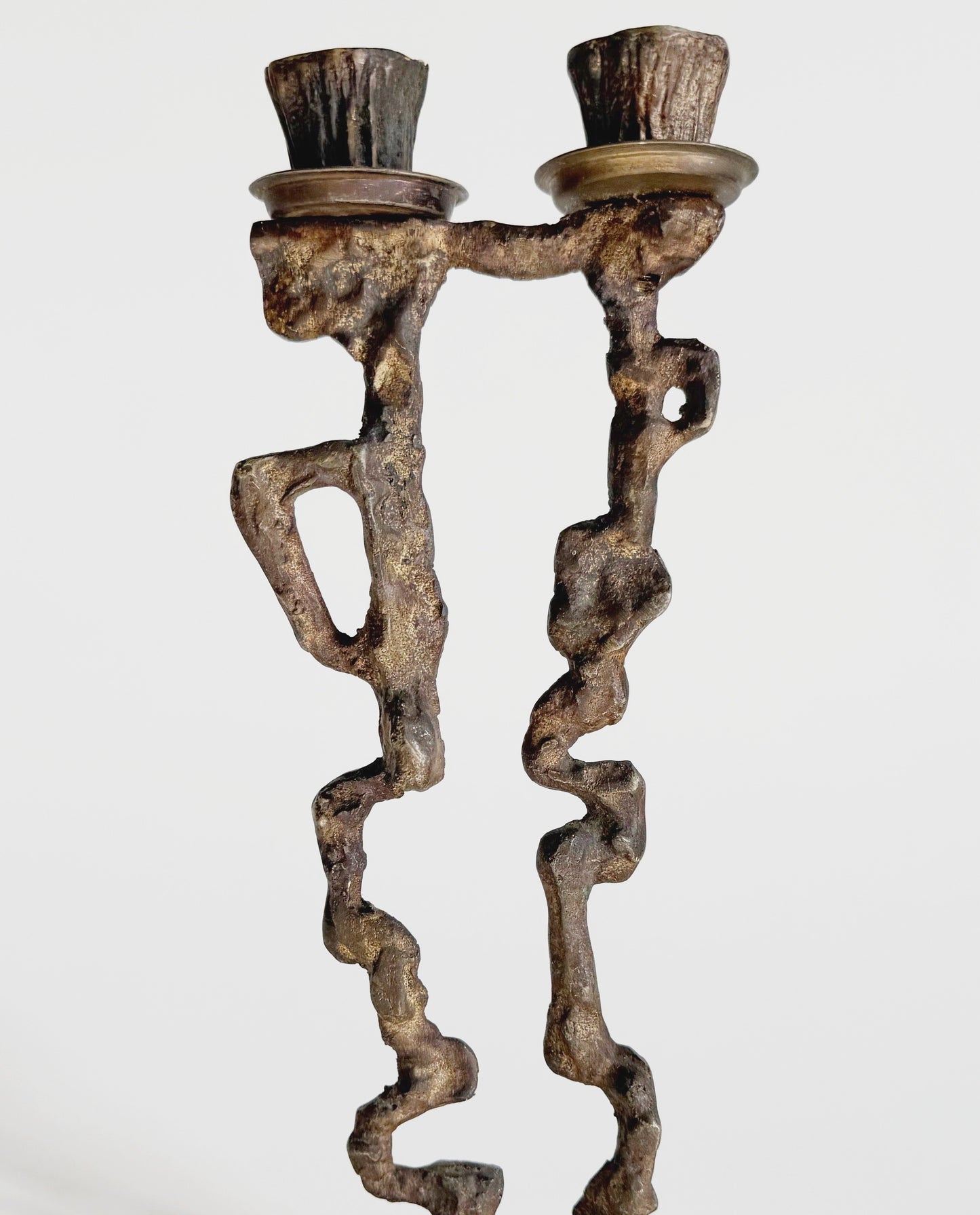 Brass Brutalist Candleholder