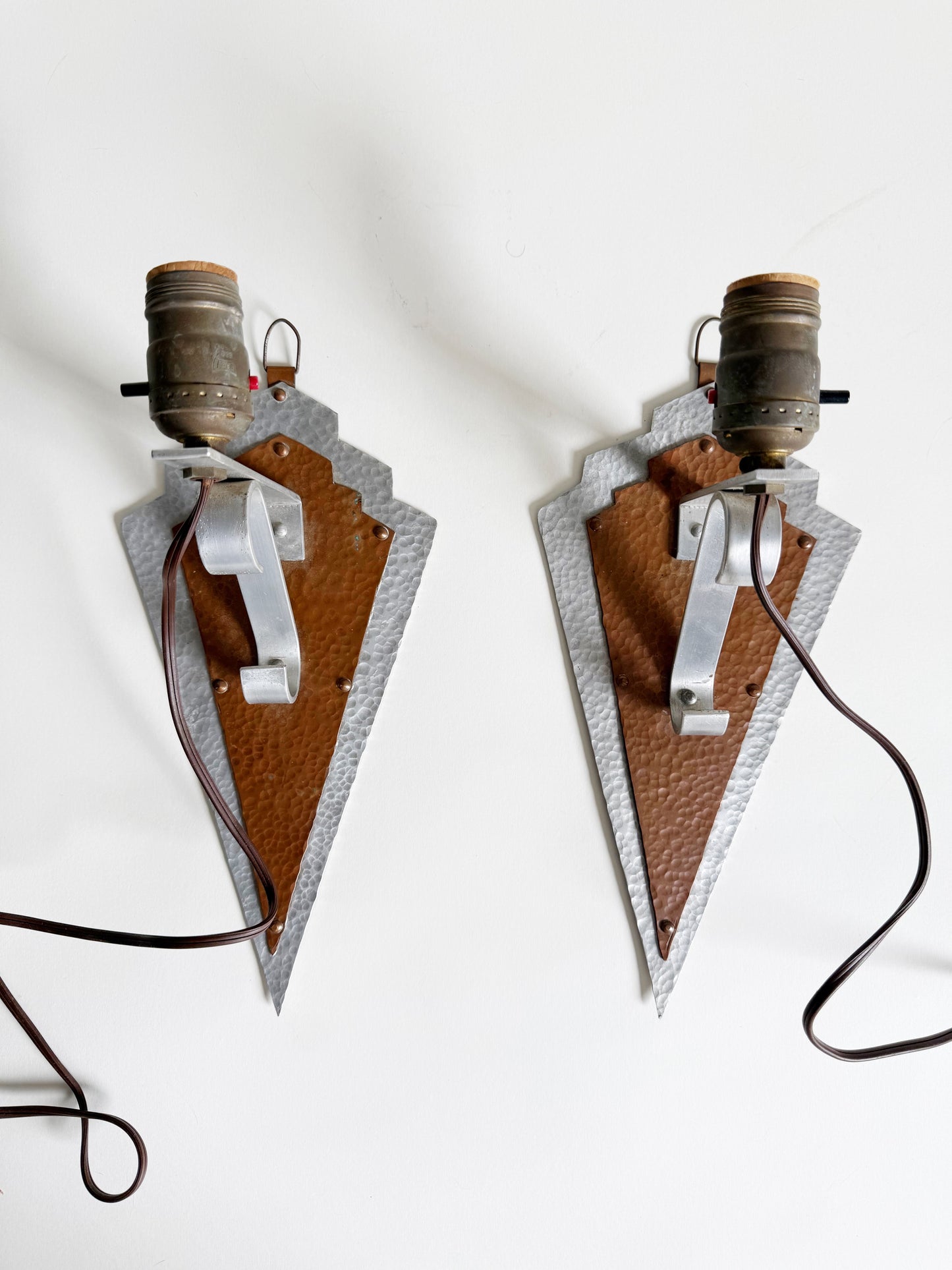 Copper and Aluminum Art Deco Hanging Sconces