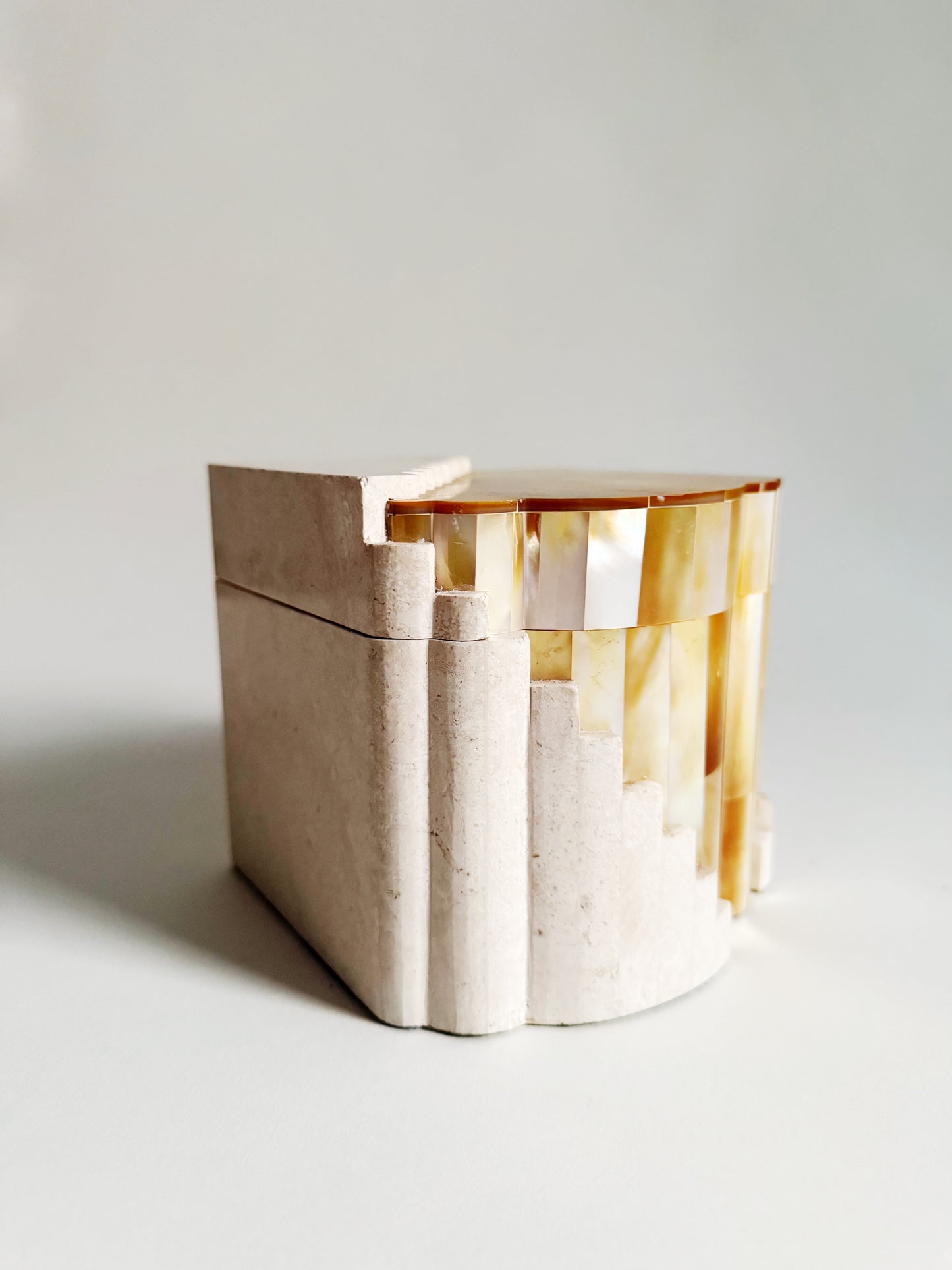 Art Deco Revival Stone and Shell Box
