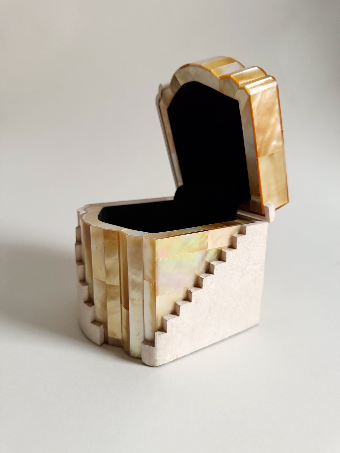 Art Deco Revival Stone and Shell Box