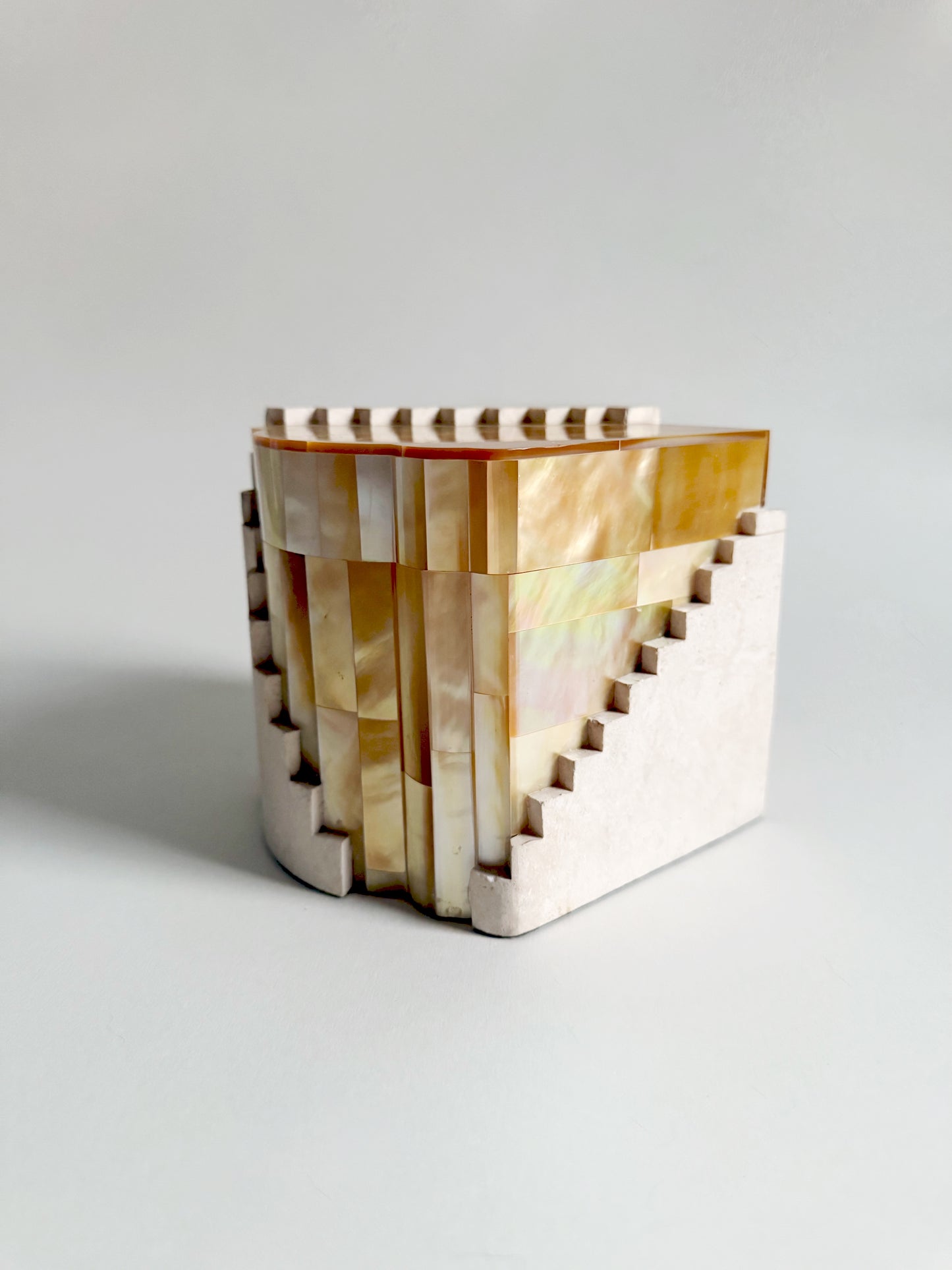 Art Deco Revival Stone and Shell Box