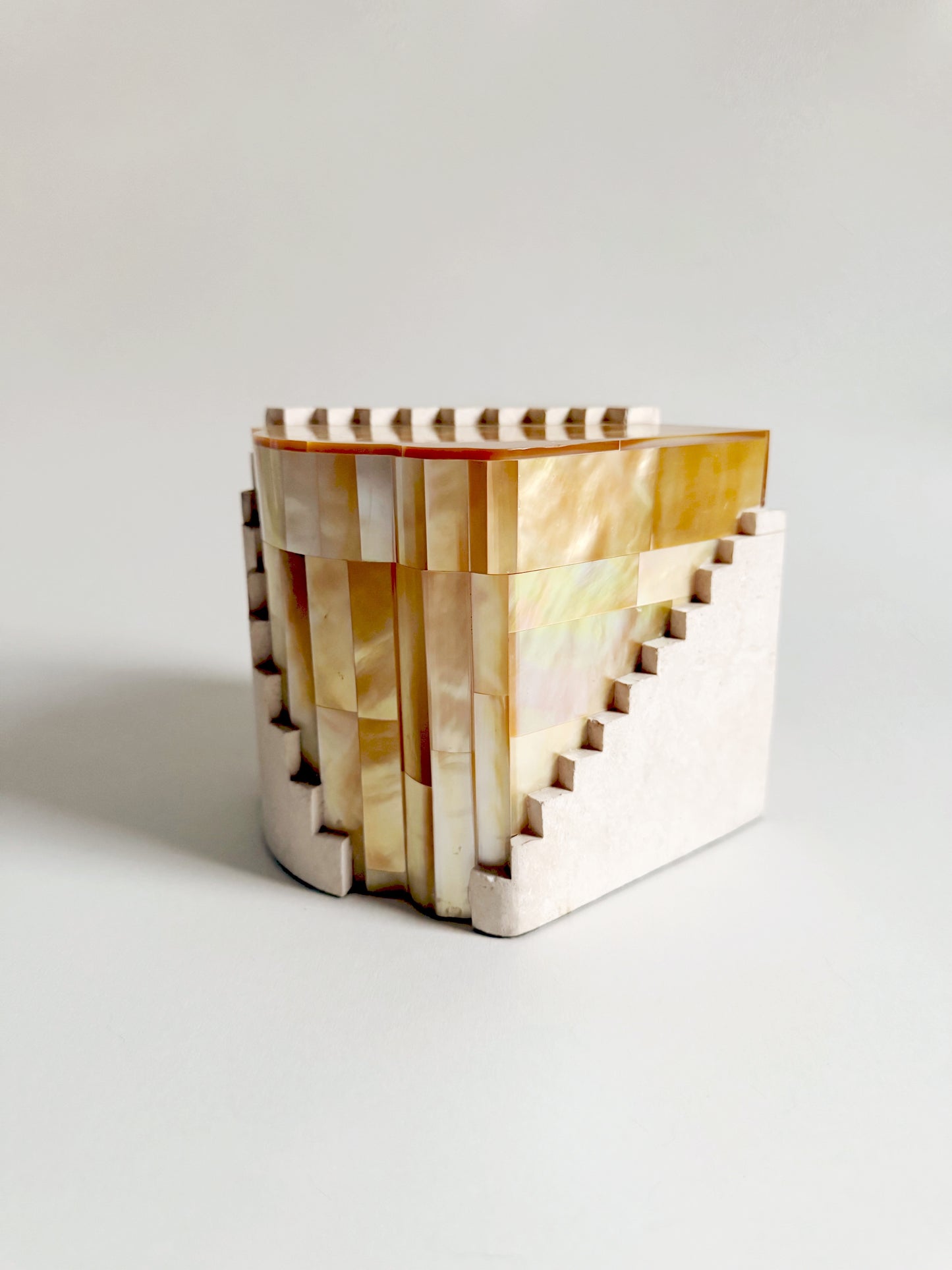 Art Deco Revival Stone and Shell Box