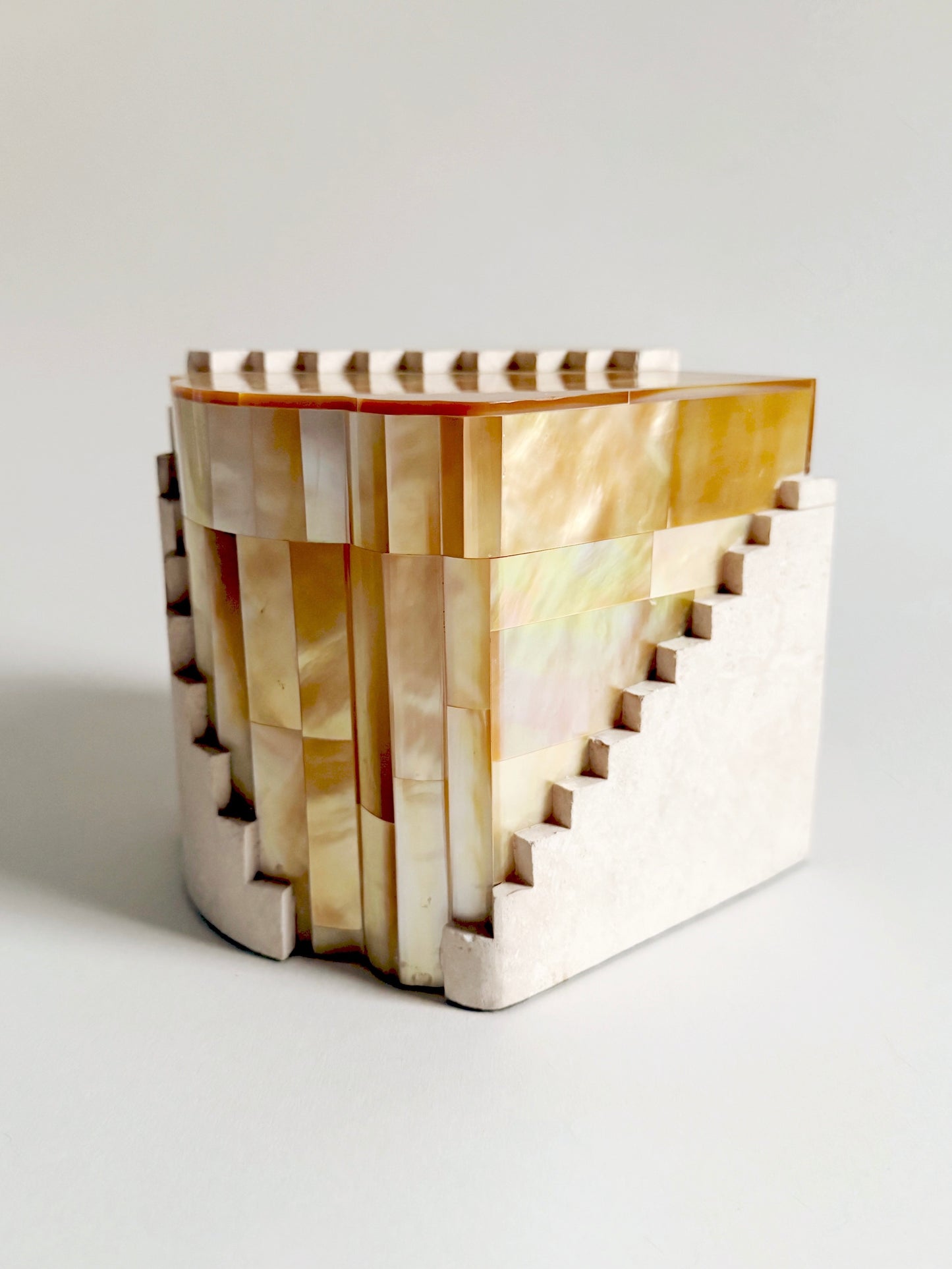 Art Deco Revival Stone and Shell Box