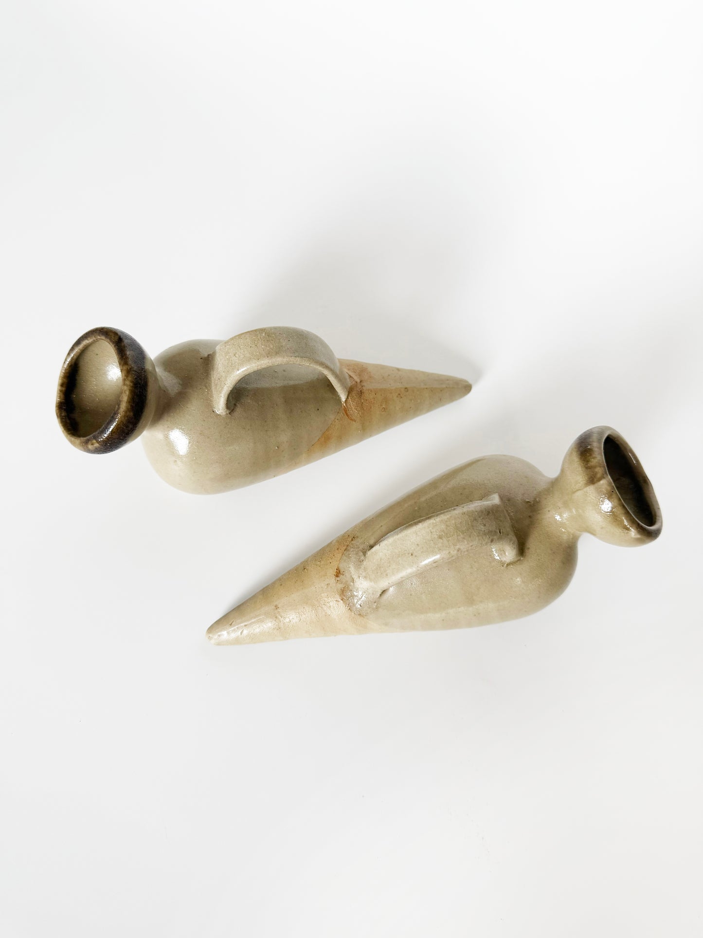 Pair of Pointed Ceramic Art Vessels