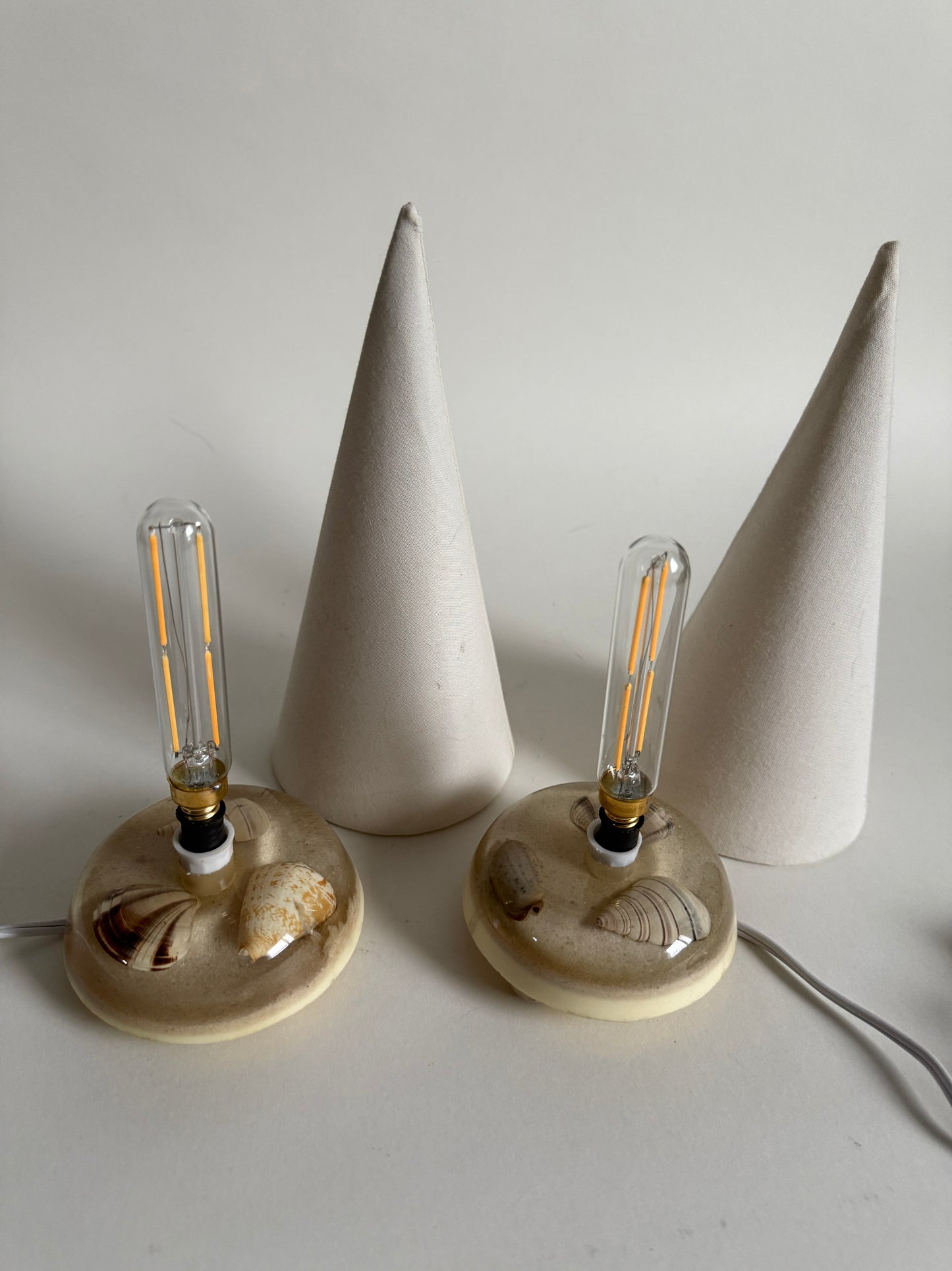 Encase Shell Lamps with Linen Shades