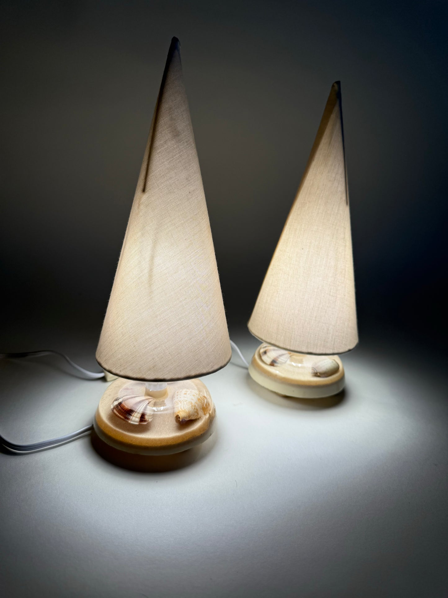 Encase Shell Lamps with Linen Shades