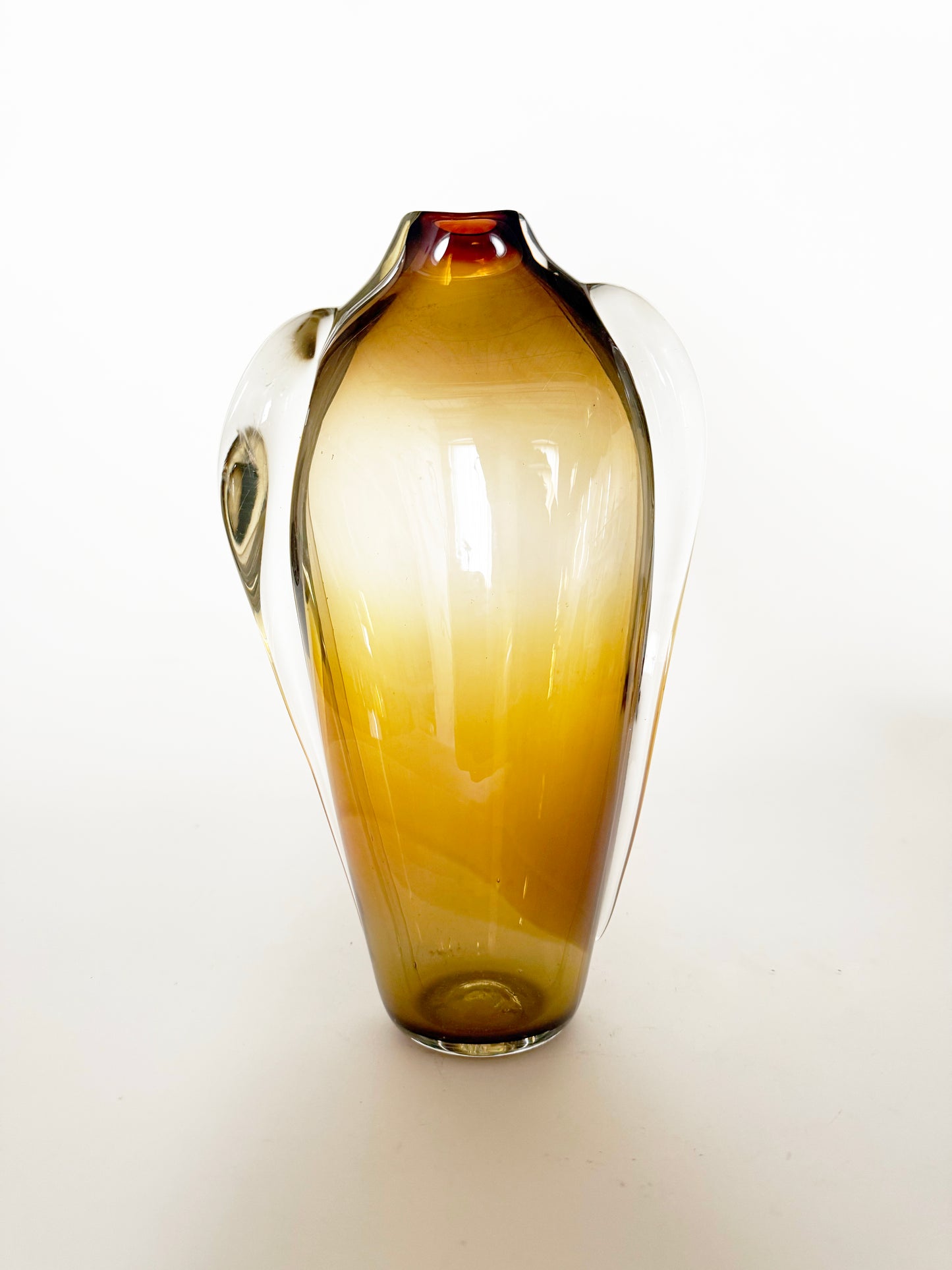 Handblown Artist Signed Amber Vase