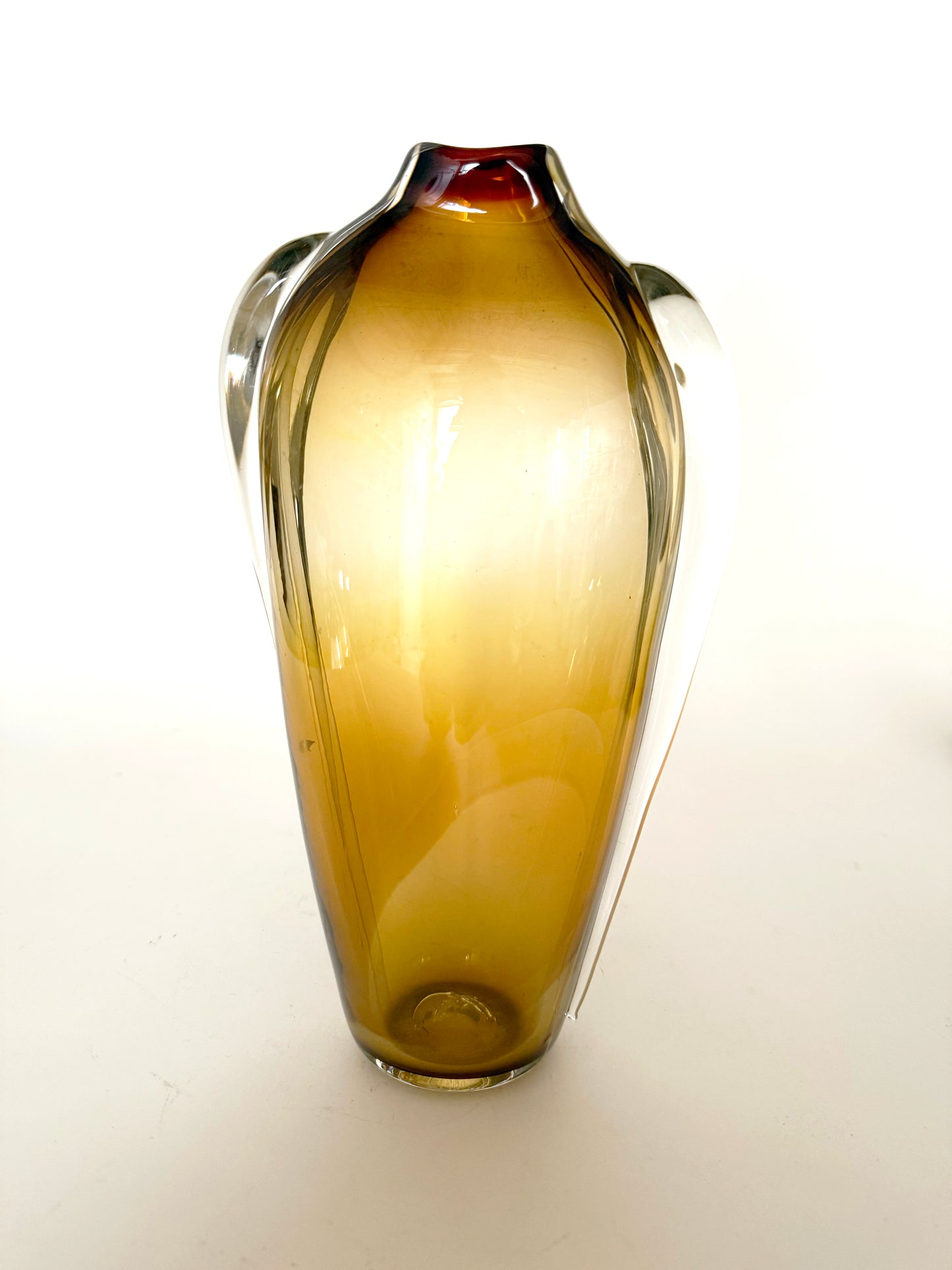 Handblown Artist Signed Amber Vase