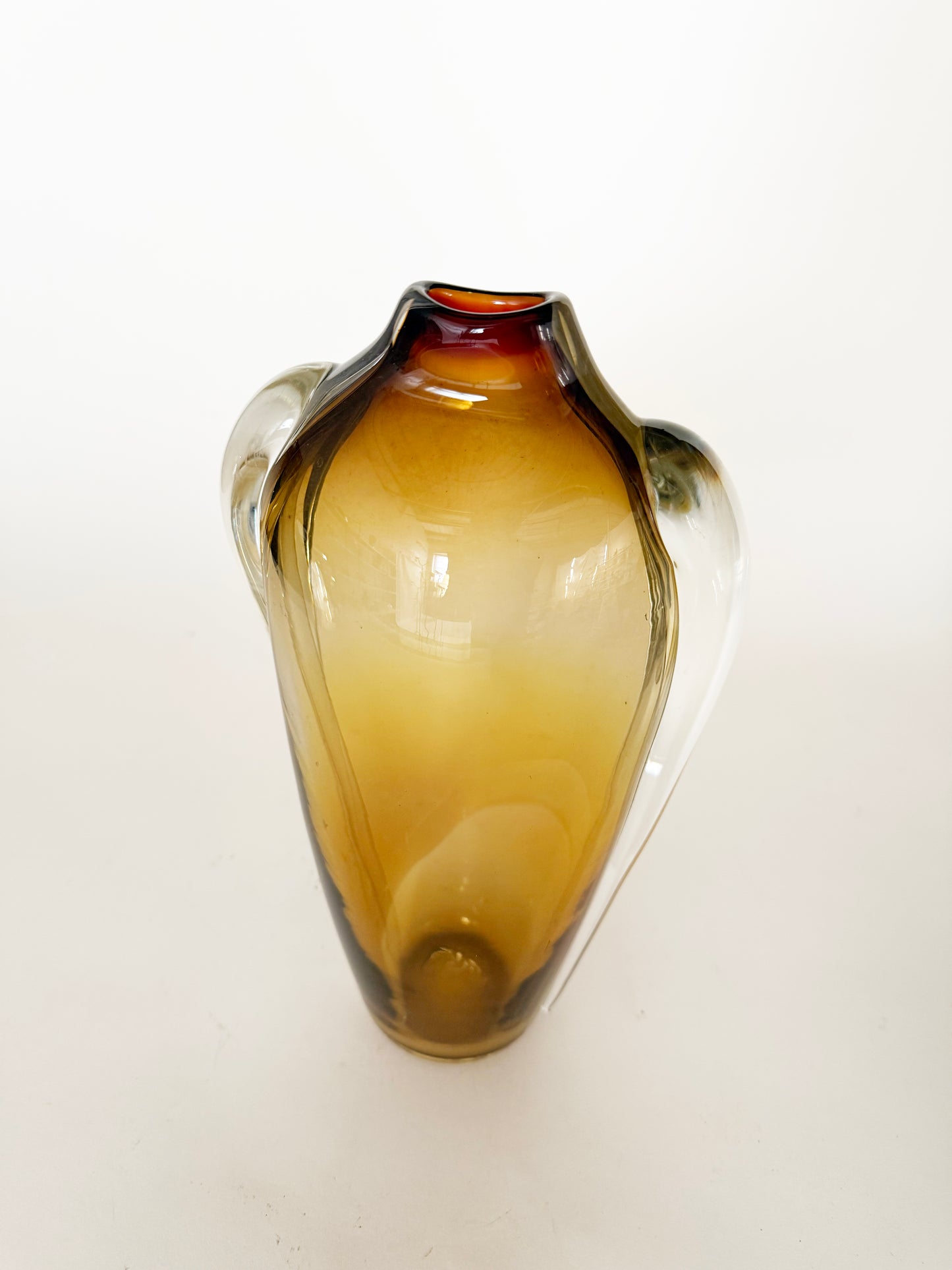 Handblown Artist Signed Amber Vase