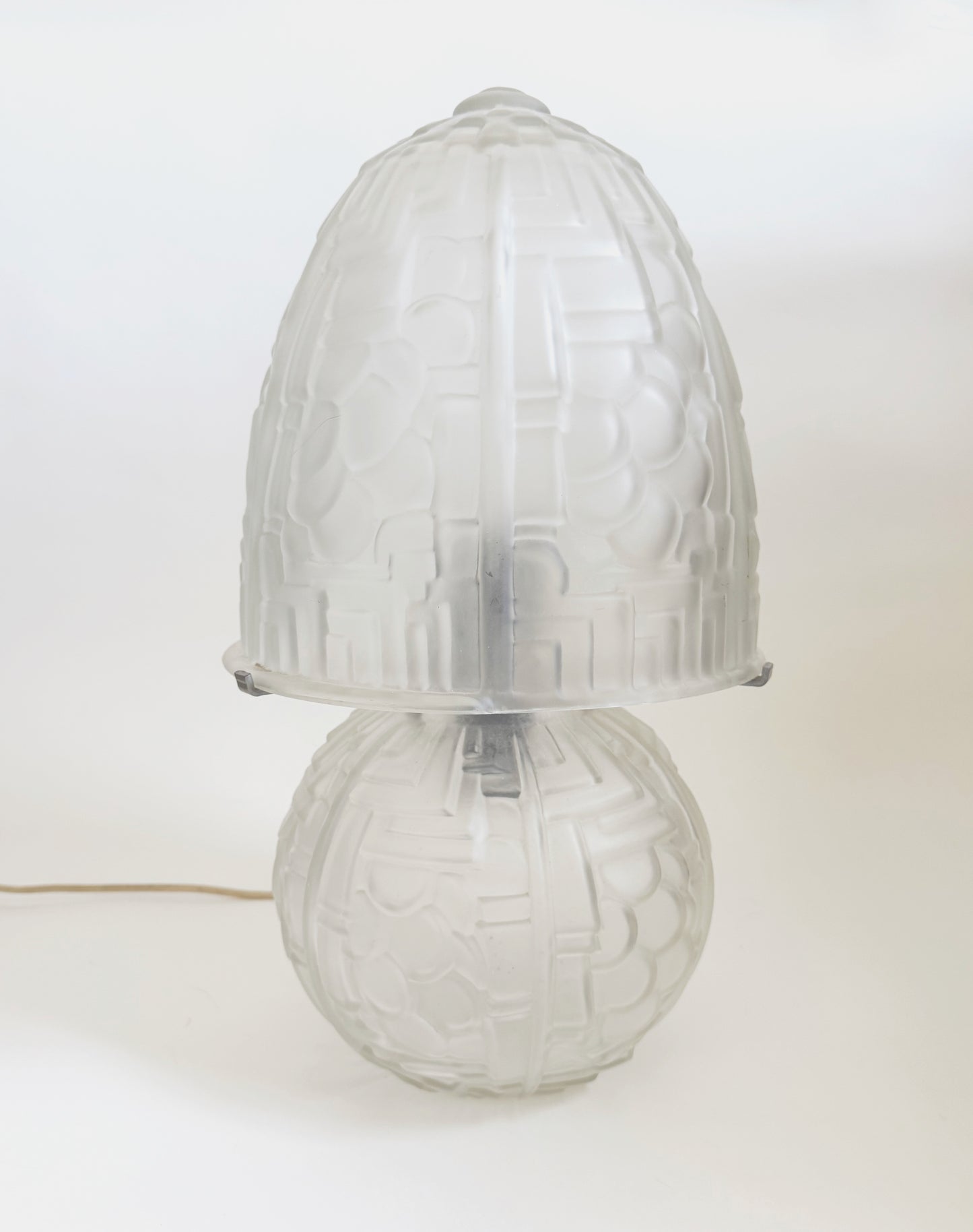 French Art Deco Frosted Pressed Glass Lamp