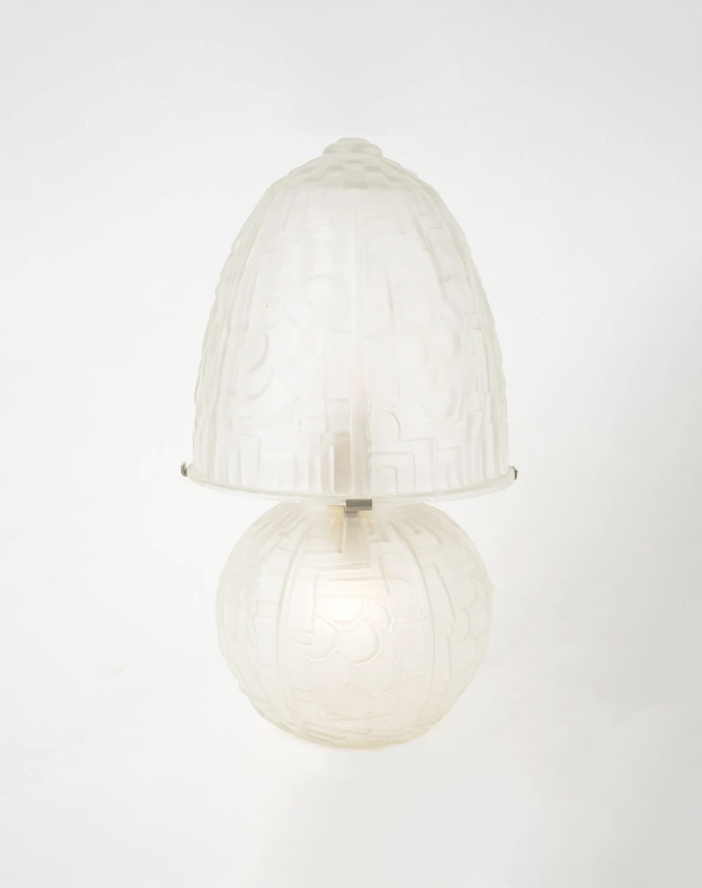 French Art Deco Frosted Pressed Glass Lamp