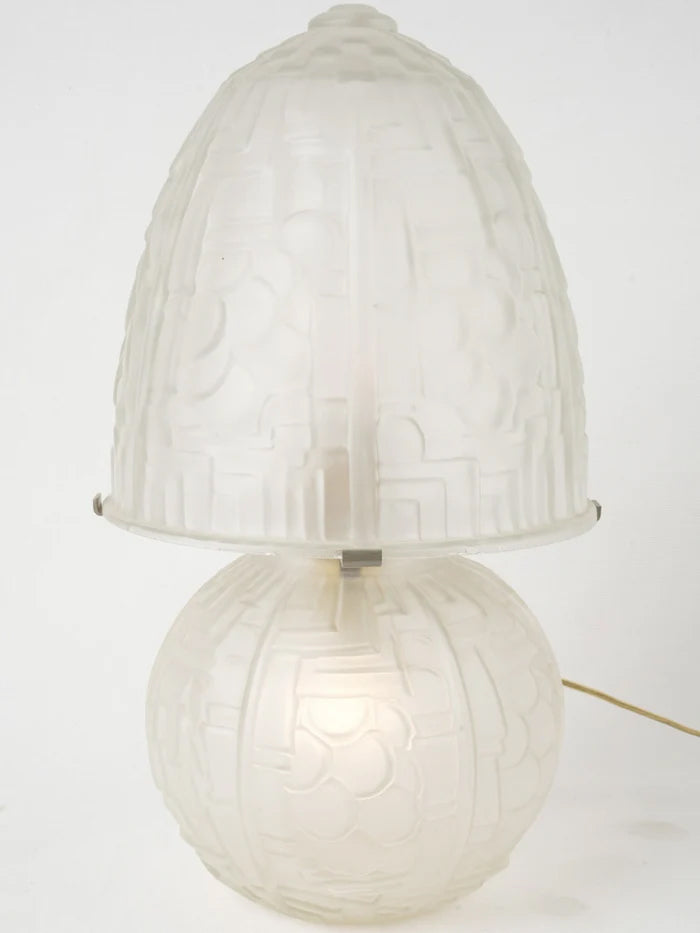 French Art Deco Frosted Pressed Glass Lamp