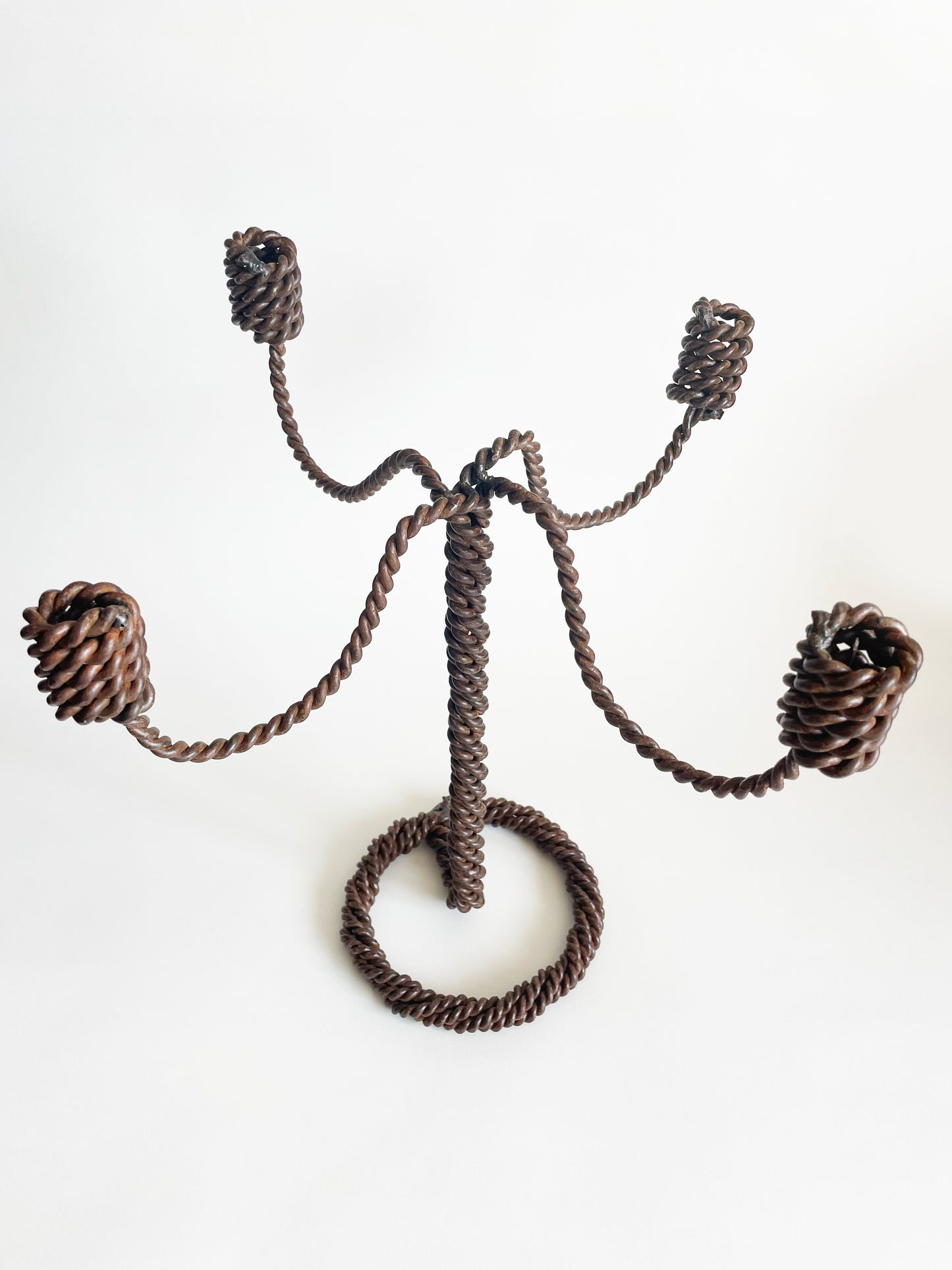 Faux Bois Rope Twisted Cable Candelabra