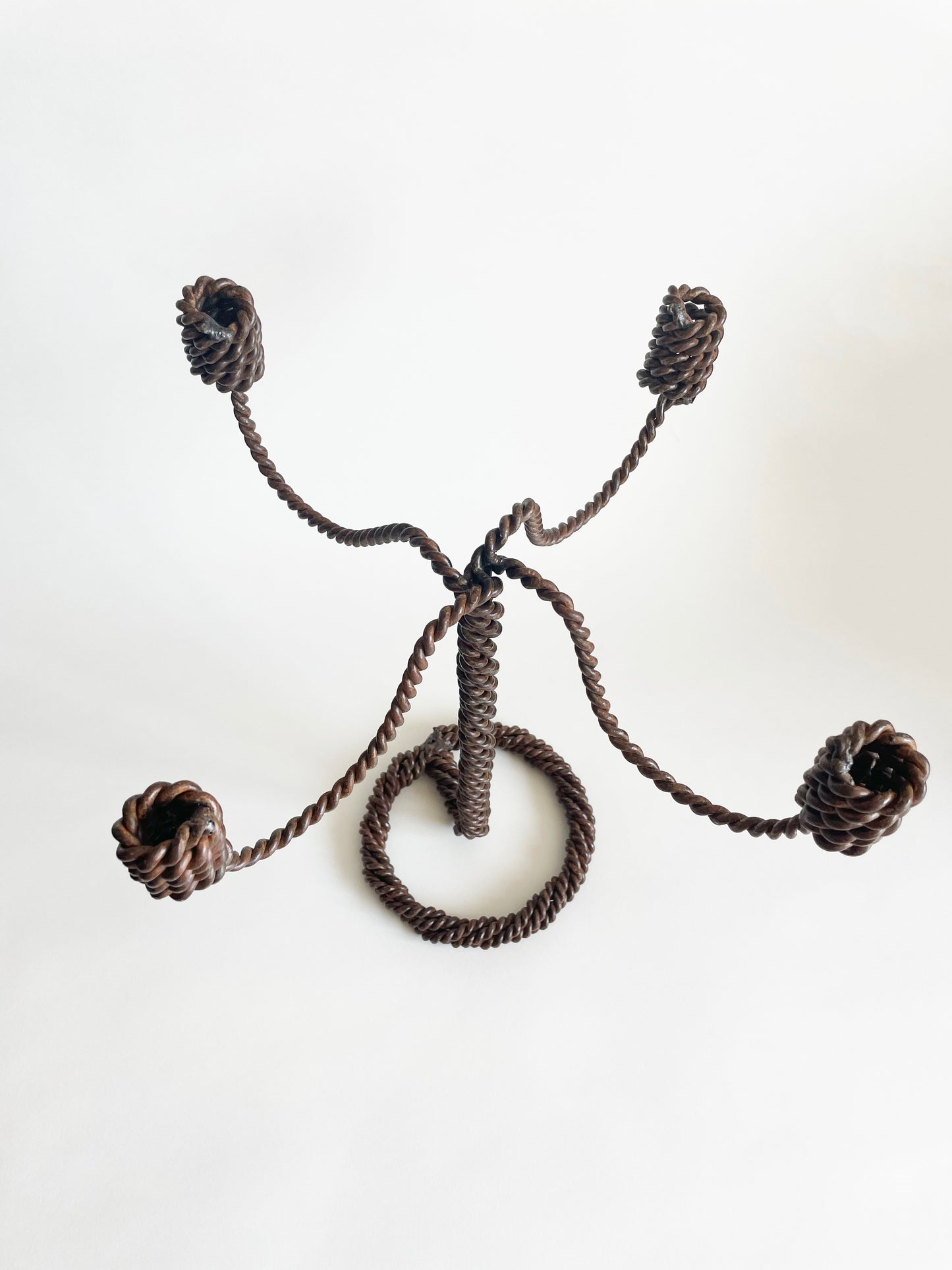 Faux Bois Rope Twisted Cable Candelabra