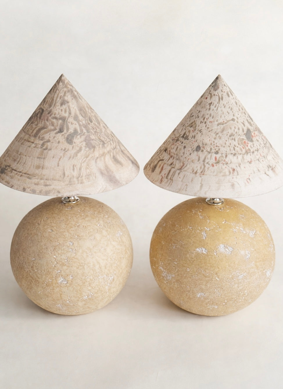 Large Shell Inspired Lamp with Hand Marbled Shade