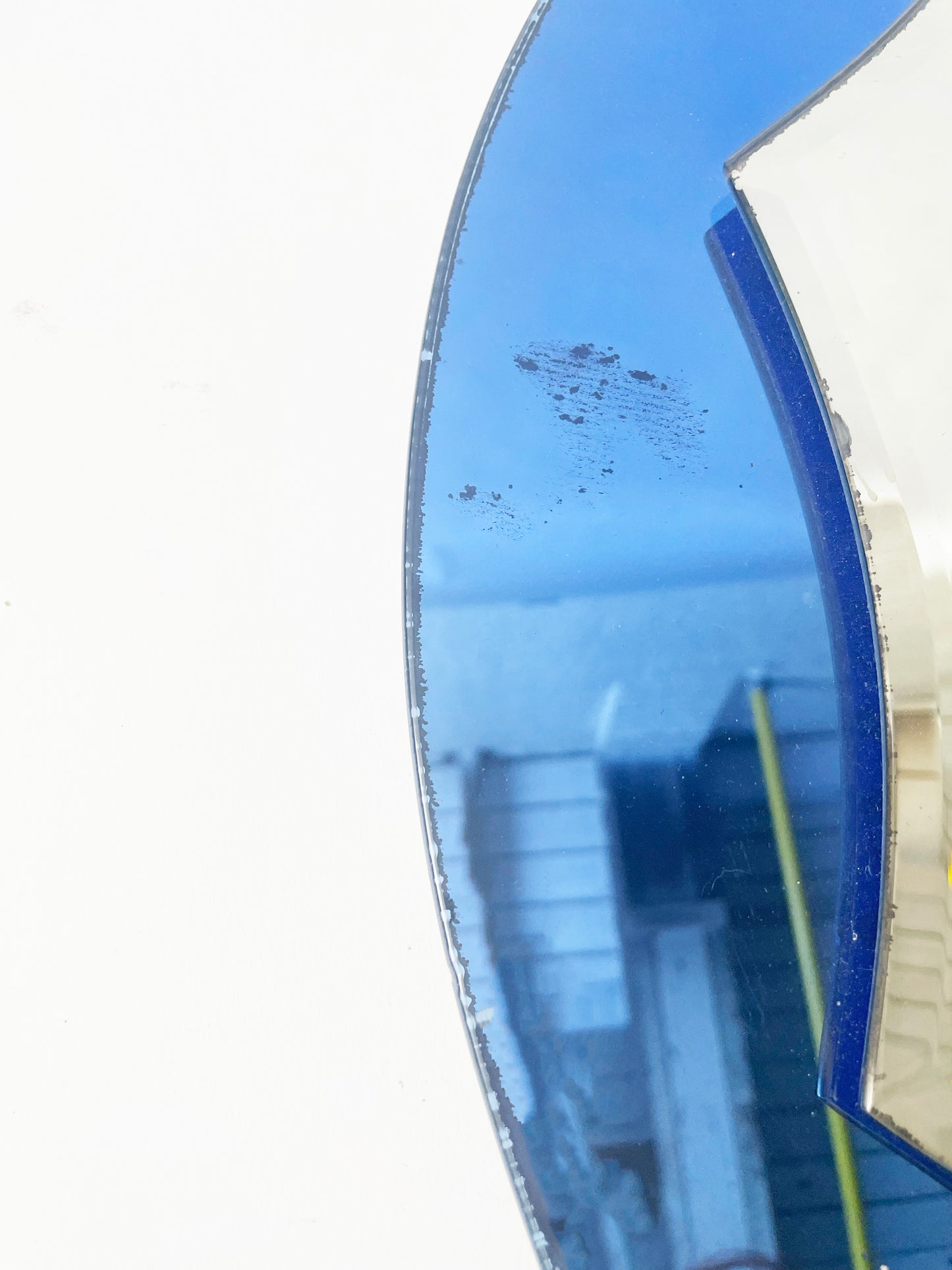 Round Italian Blue Art Deco Mirror