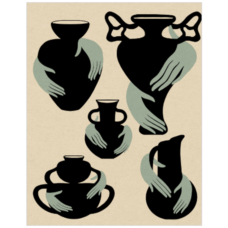 Archival Linen Print Vases I