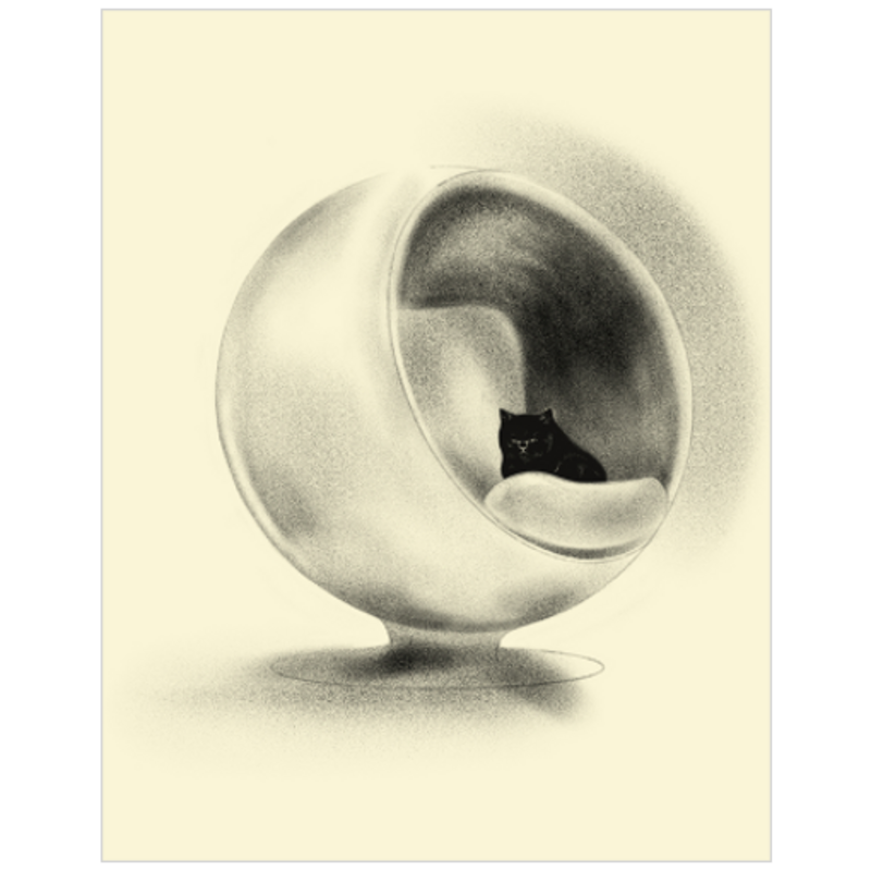 Archival Linen Print Ball Chair Baby