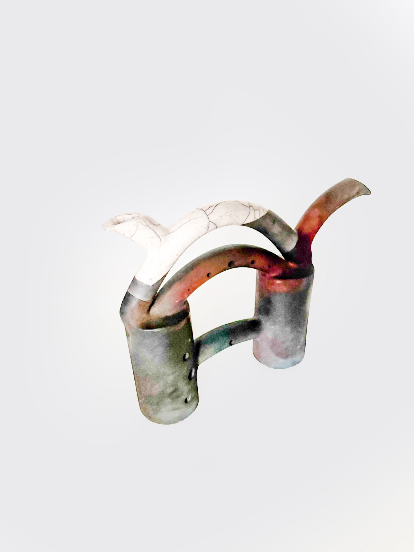 Double Spout Signed Raku Vessel