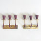 Scalloped Burgundy and Brass Italian Sconces