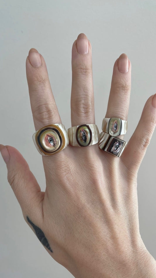 Custom Lovers' Eye Painted Rings