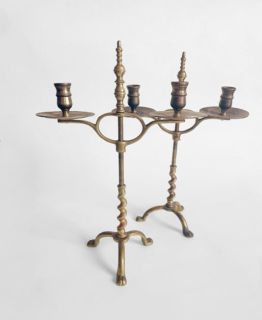 Antique Adjustable Candleholder Set