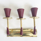 Scalloped Burgundy and Brass Italian Sconces