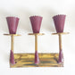 Scalloped Burgundy and Brass Italian Sconces