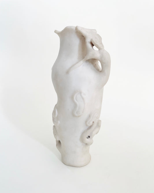 Chinese Marble Vase with Carved Mushroom Motifs