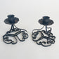 Antique French Scrolled Iron Candleholders