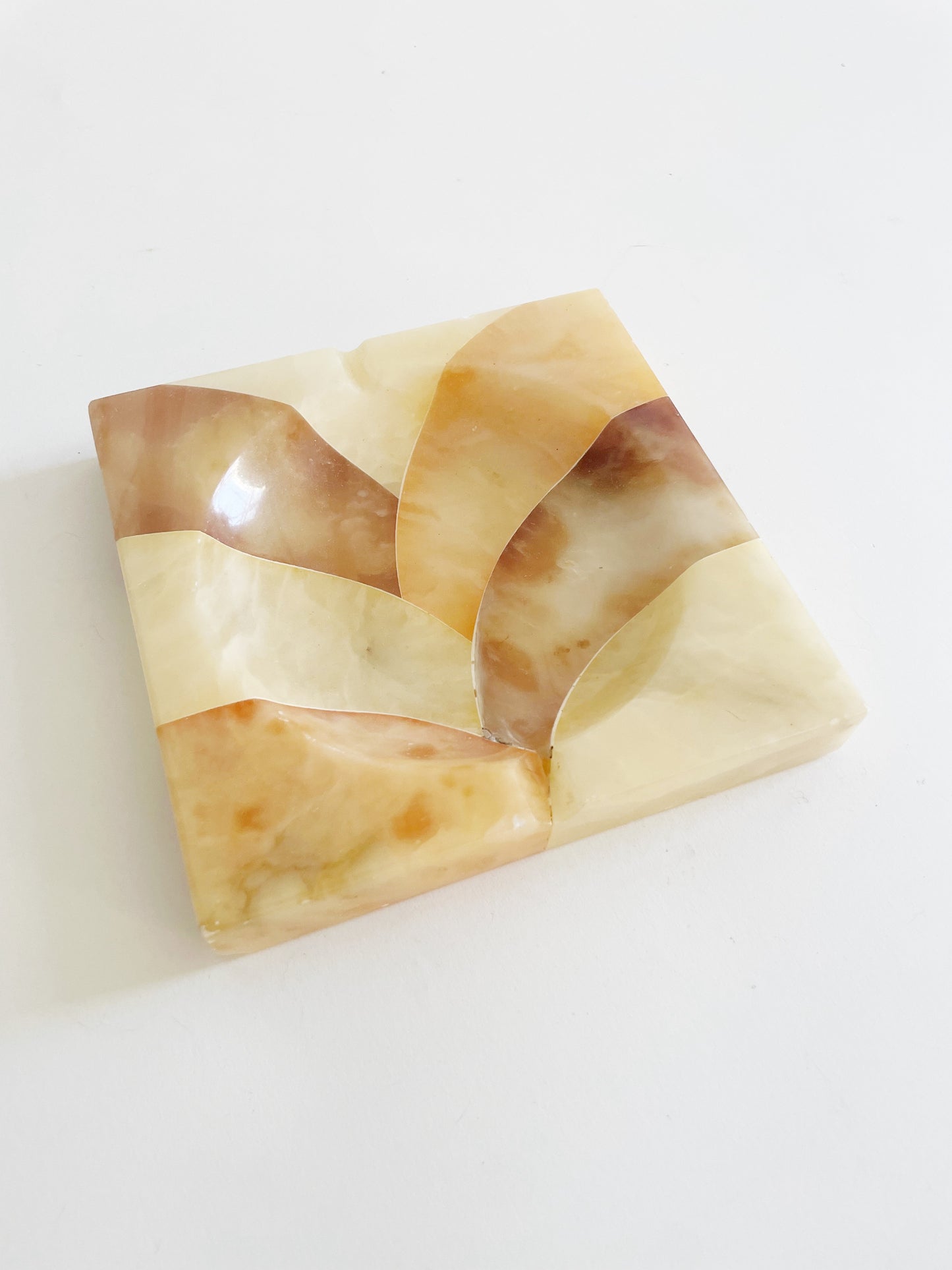 Cream and Brown 1960s Italian Alabaster Ashtray