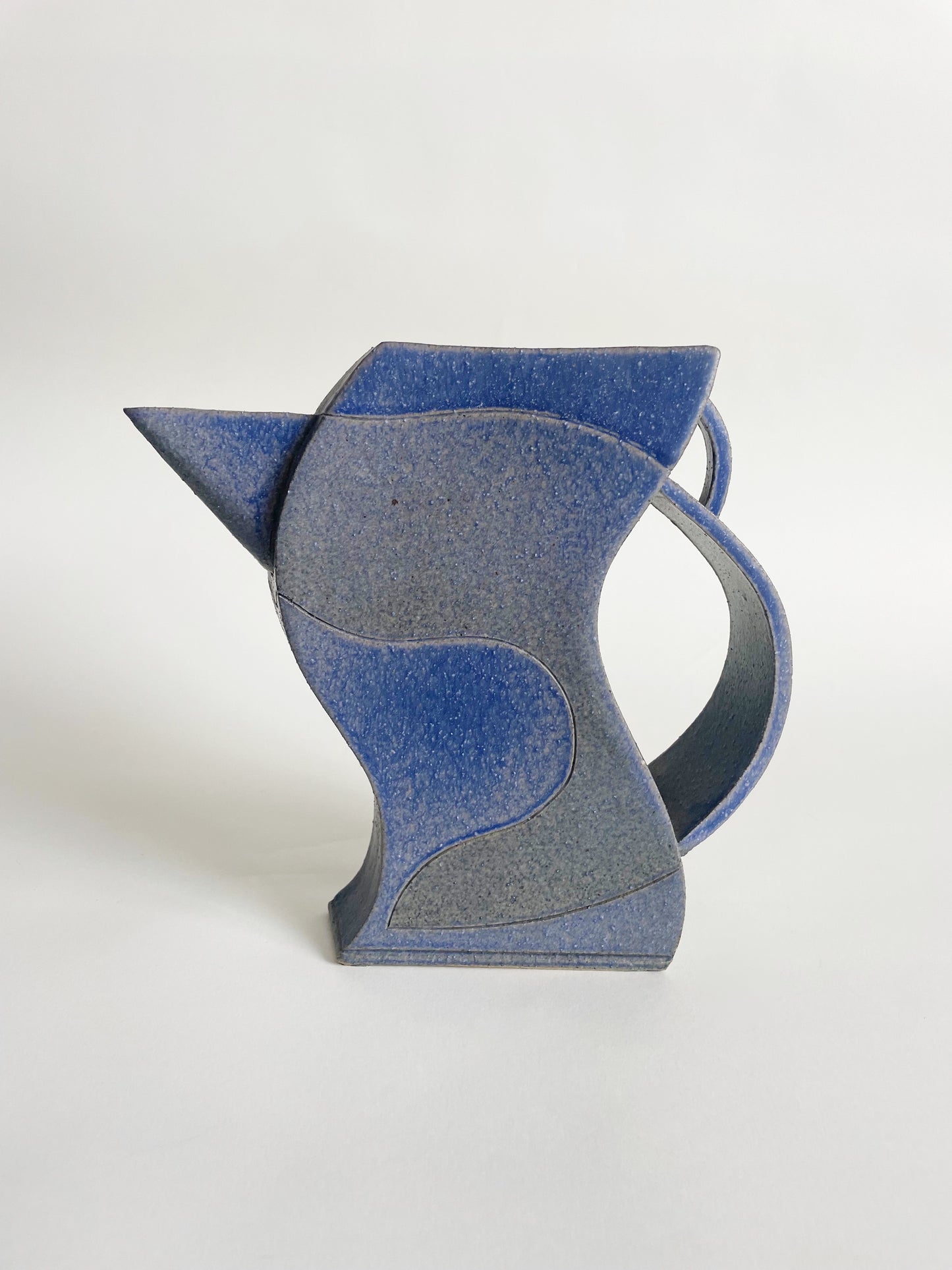 Blue Postmodern Art Pottery Pitcher