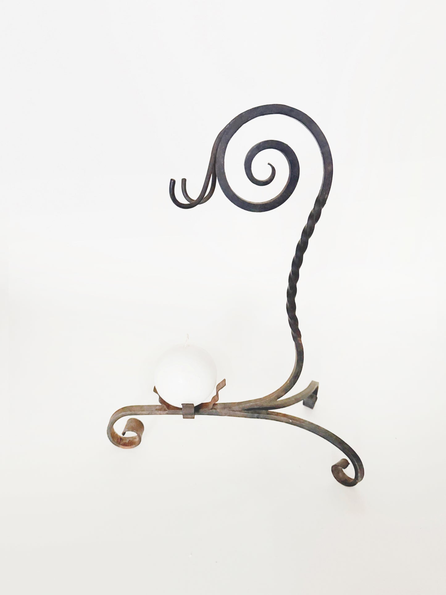 Antique Spiral Wrought Iron Candlholder