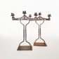 Arts and Crafts Handmade Candelabra Pair with Etched Bases