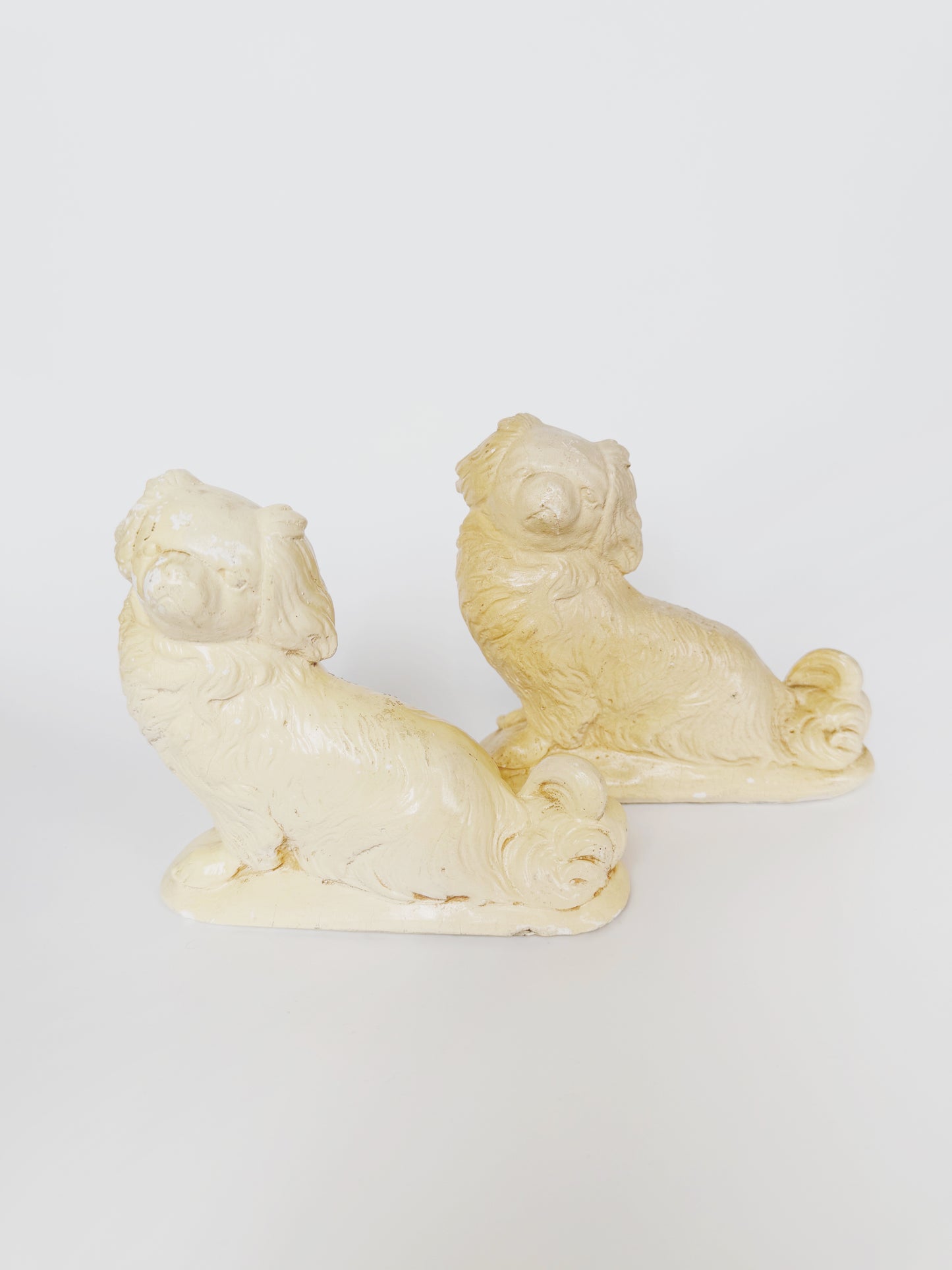 Pair of Chalk Ware Pekingese Sculptures