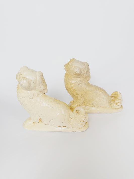 Pair of Chalk Ware Pekingese Sculptures