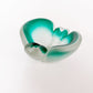Rare Frosted Clear and Teal Murano Glass Ashtray