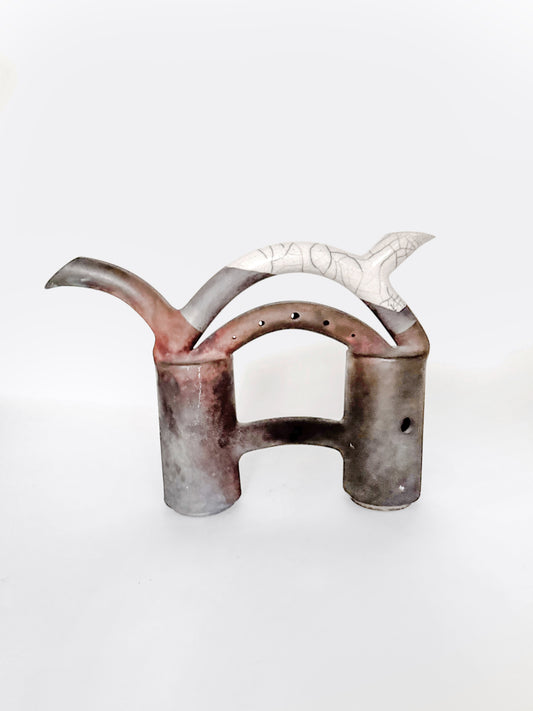 Double Spout Signed Raku Vessel