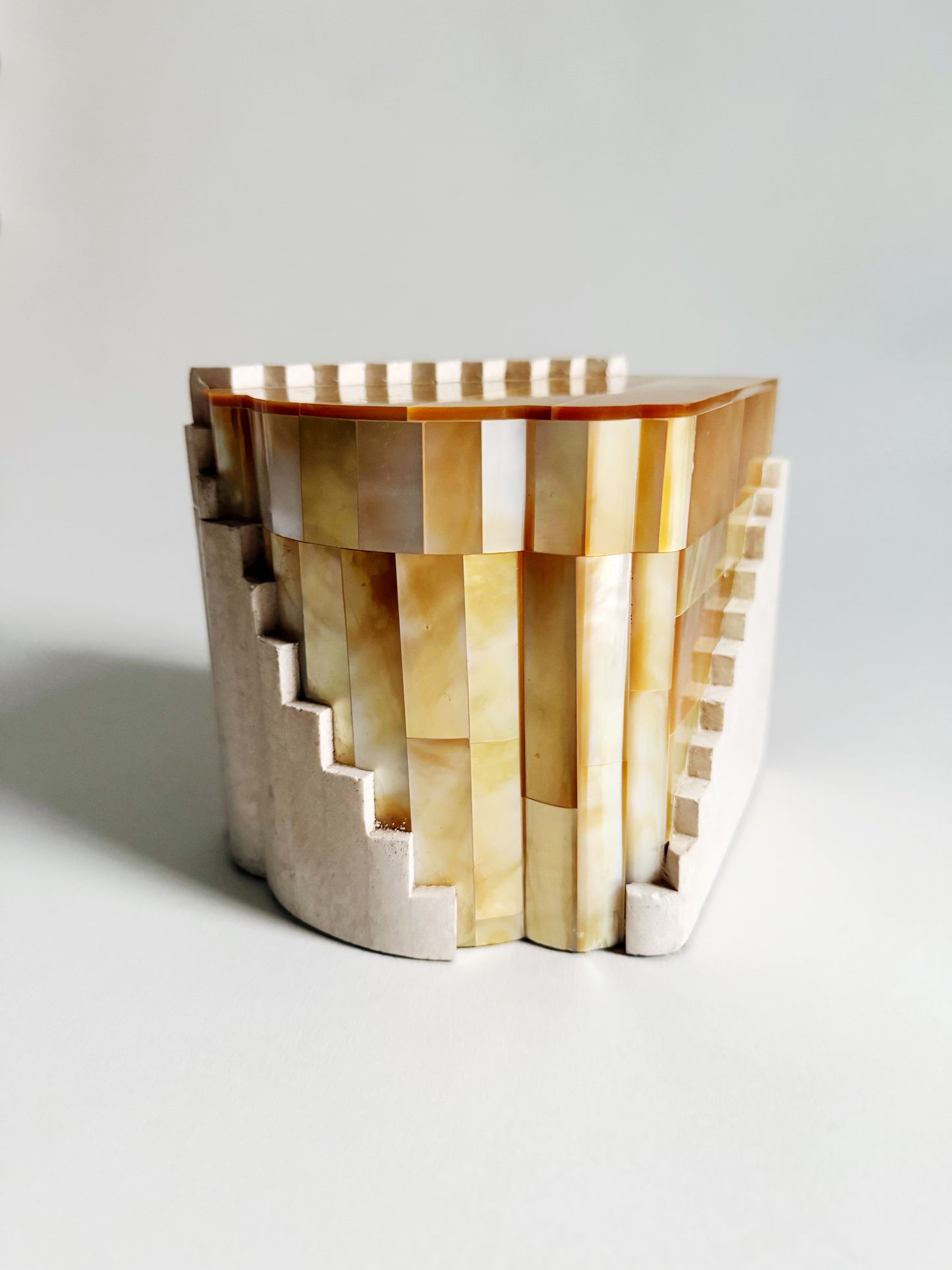 Art Deco Revival Stone and Shell Box