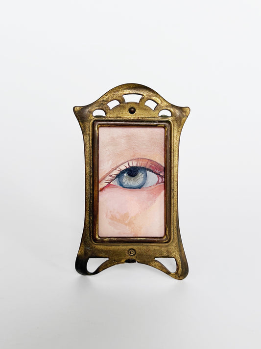 Hand Painted Lover's Eye in Antique Brass Frame