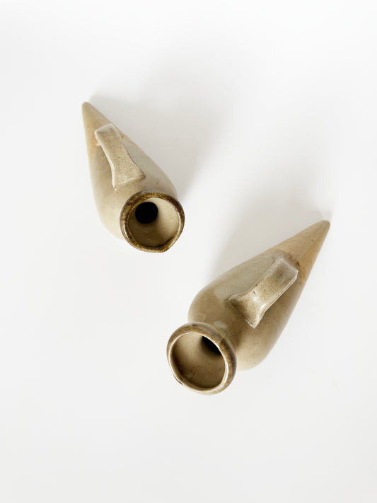 Pair of Pointed Ceramic Art Vessels