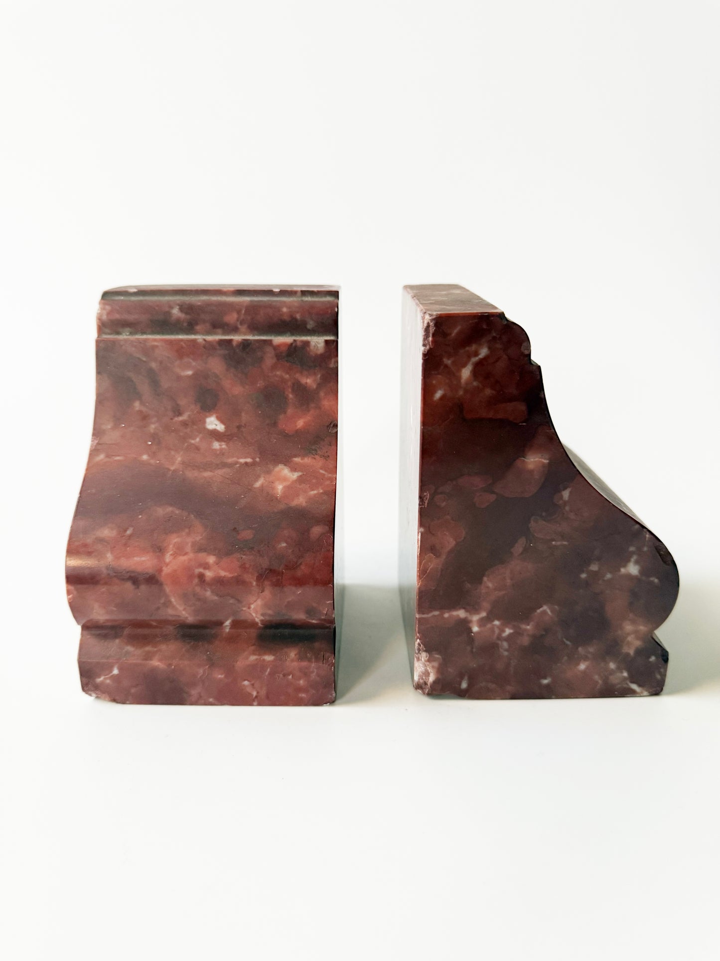 French Antique Rouge Marble Bookends