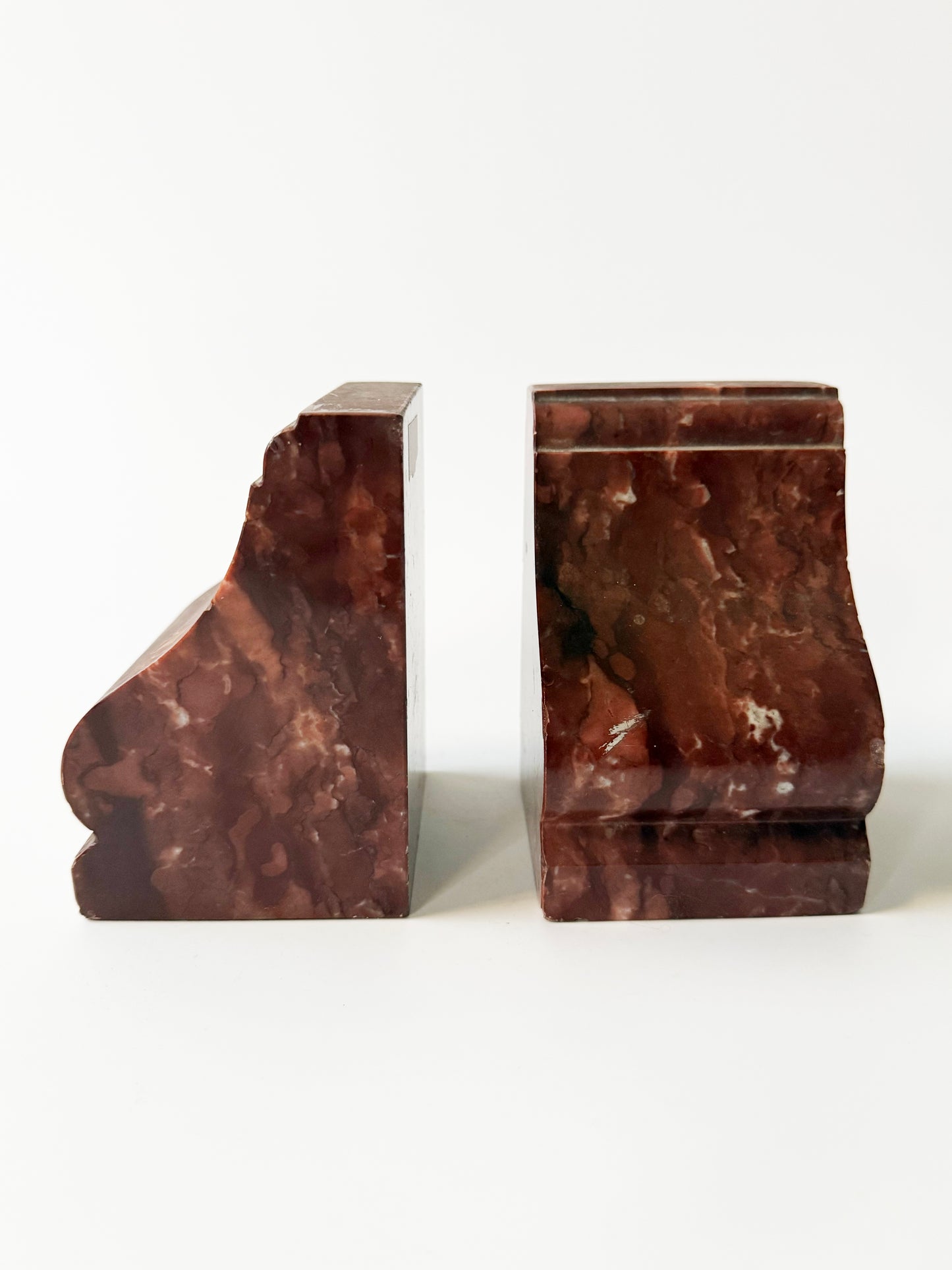 French Antique Rouge Marble Bookends