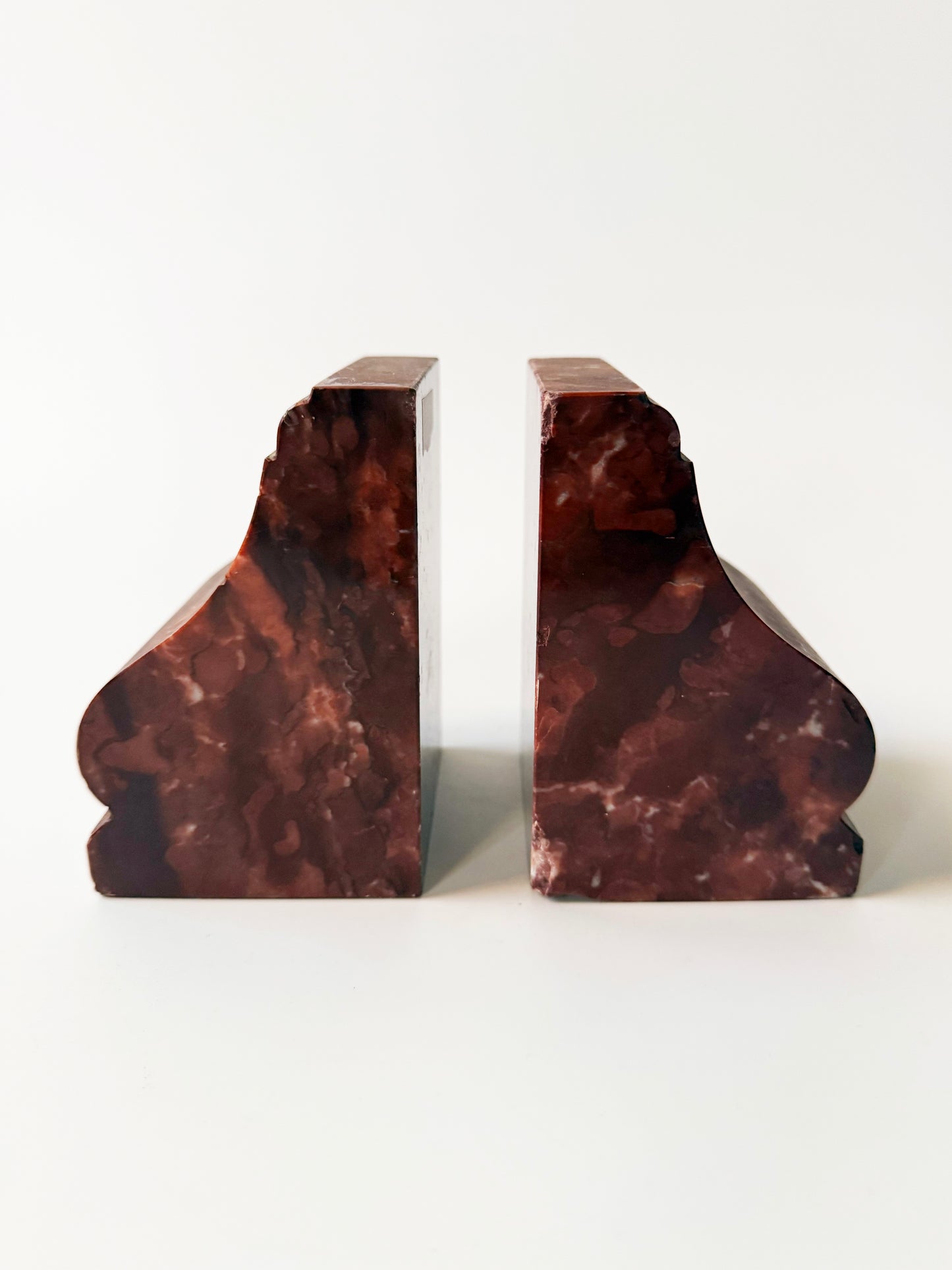 French Antique Rouge Marble Bookends